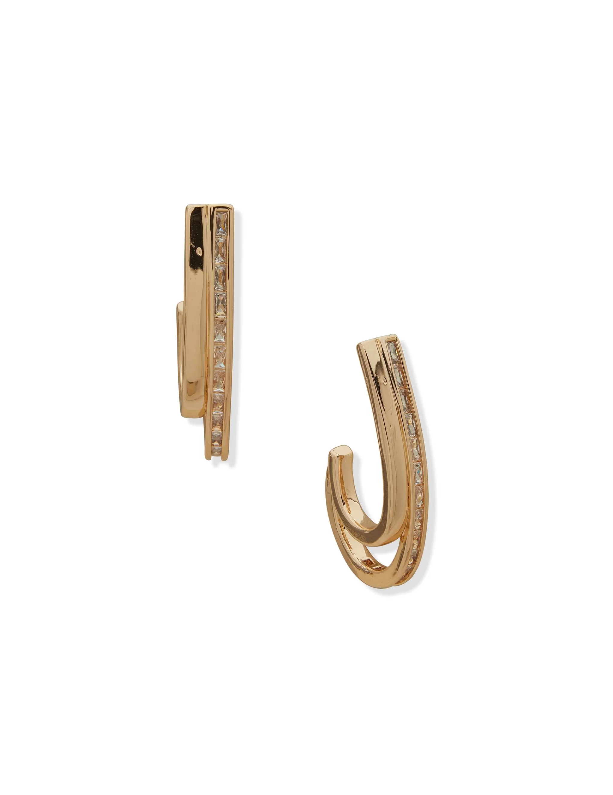 Flash Sale Anne Klein 2 Row C Hoop Earrings