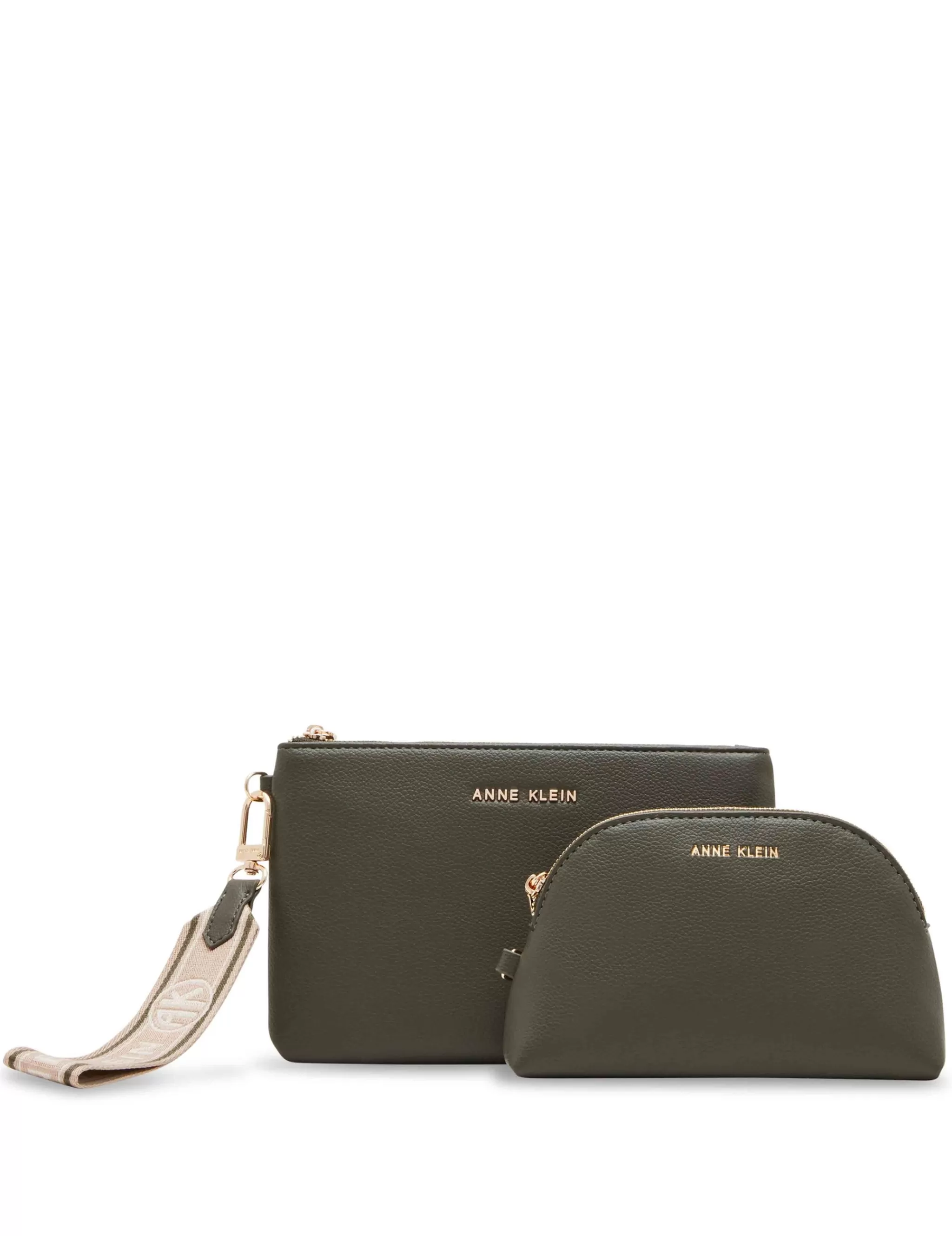 Cheap Anne Klein 3 Piece Pouch Gift Set With Web Detailing Dark olive