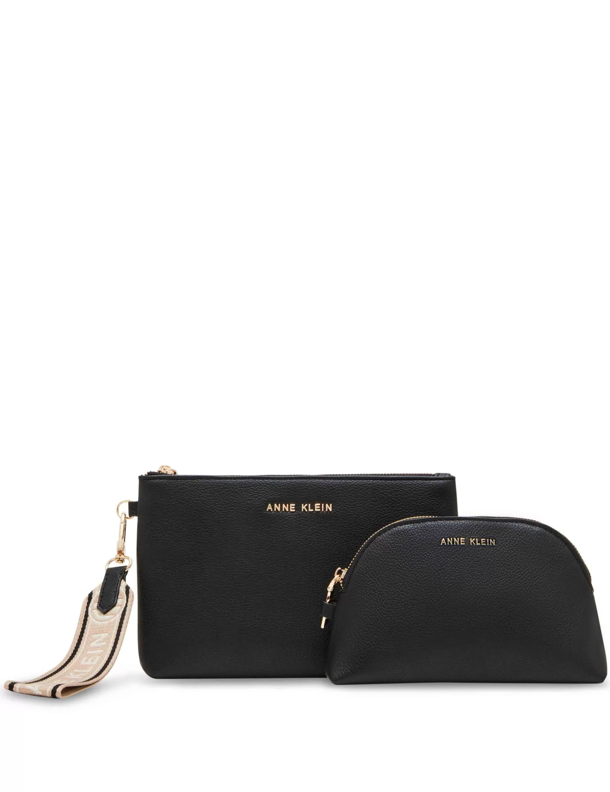 Cheap Anne Klein 3 Piece Pouch Gift Set With Web Detailing Black