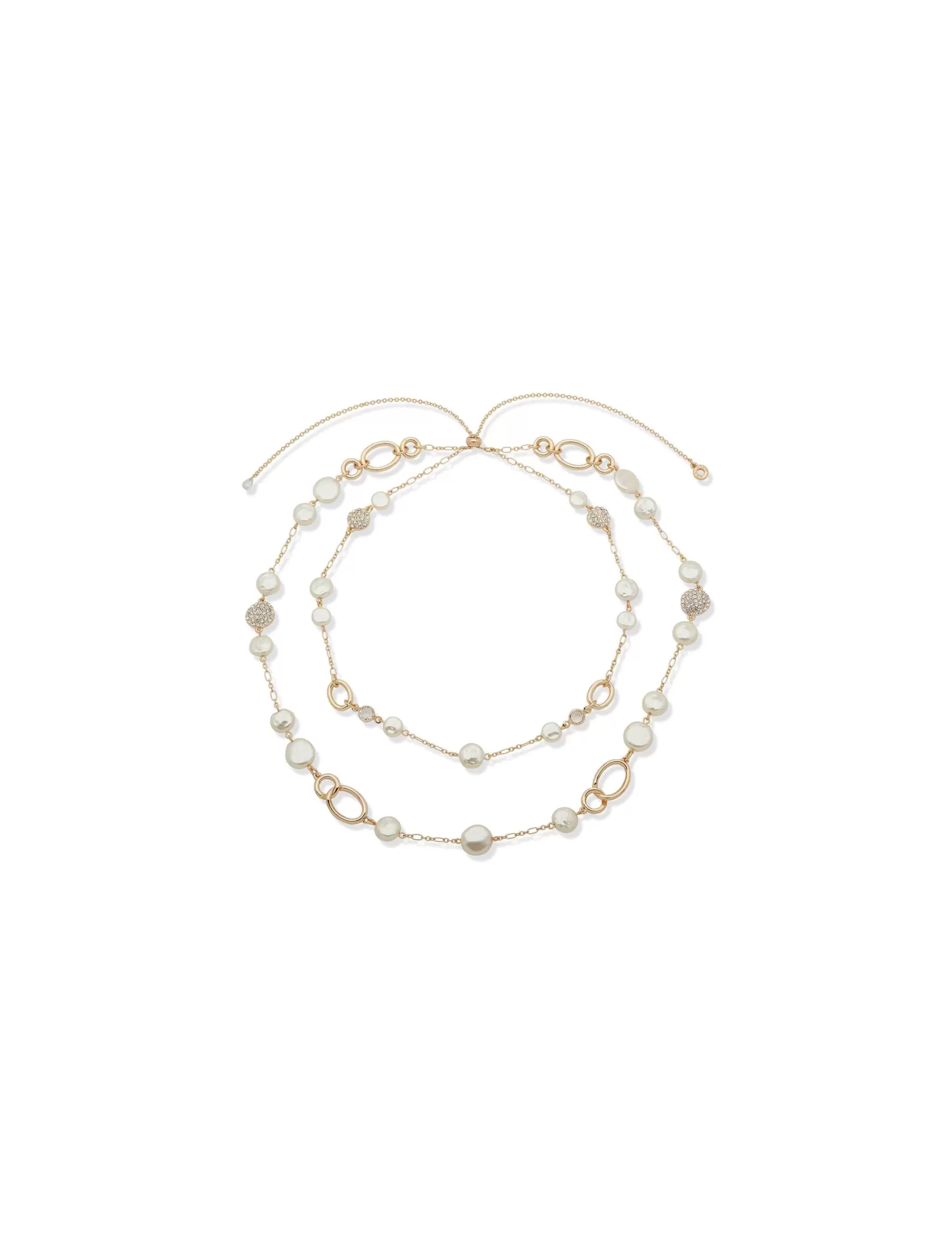 Sale Anne Klein Adjustable Multi Row Gold Necklace
