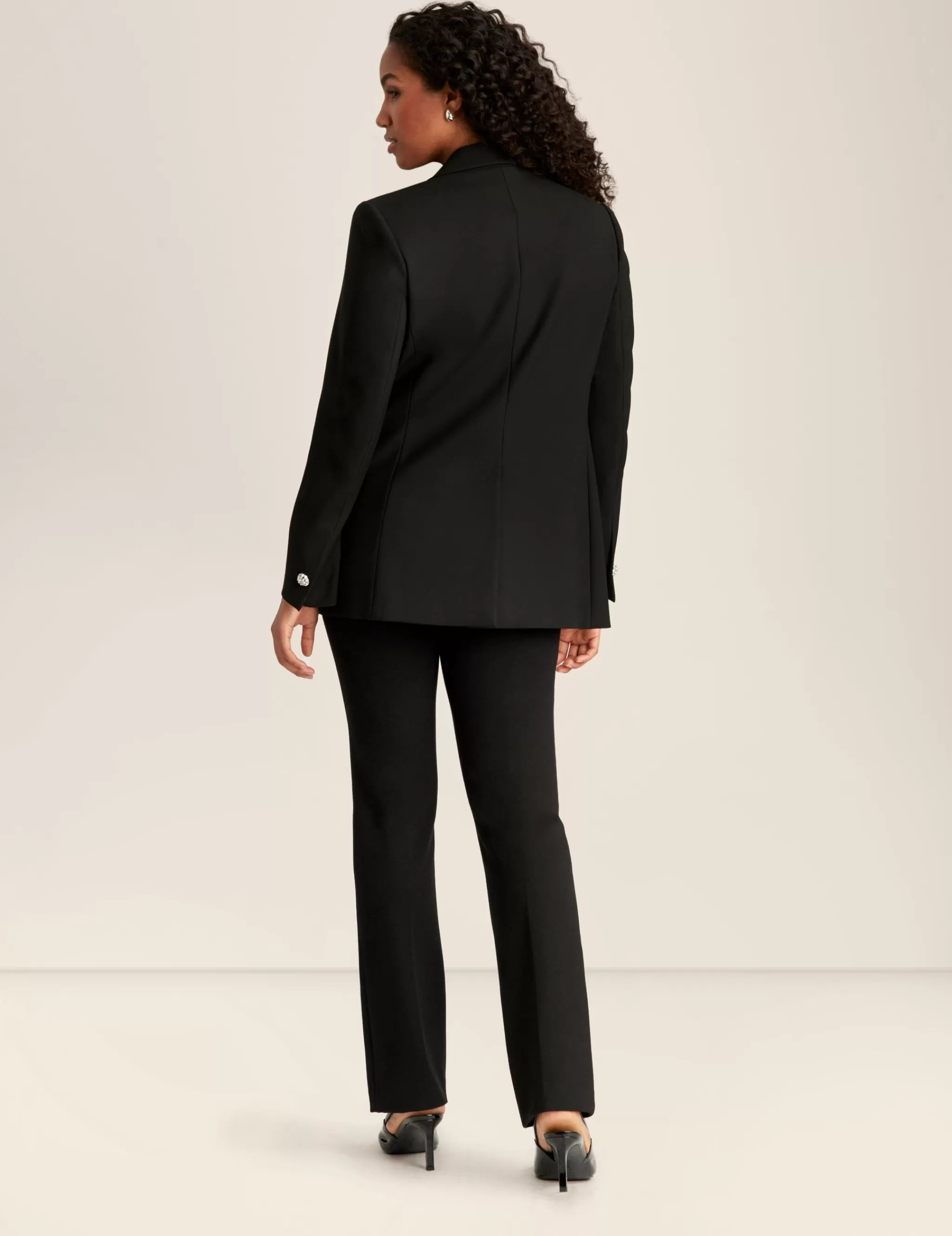 New Anne Klein Anne Stretch One Button Notch Collar Jacket Anne Black