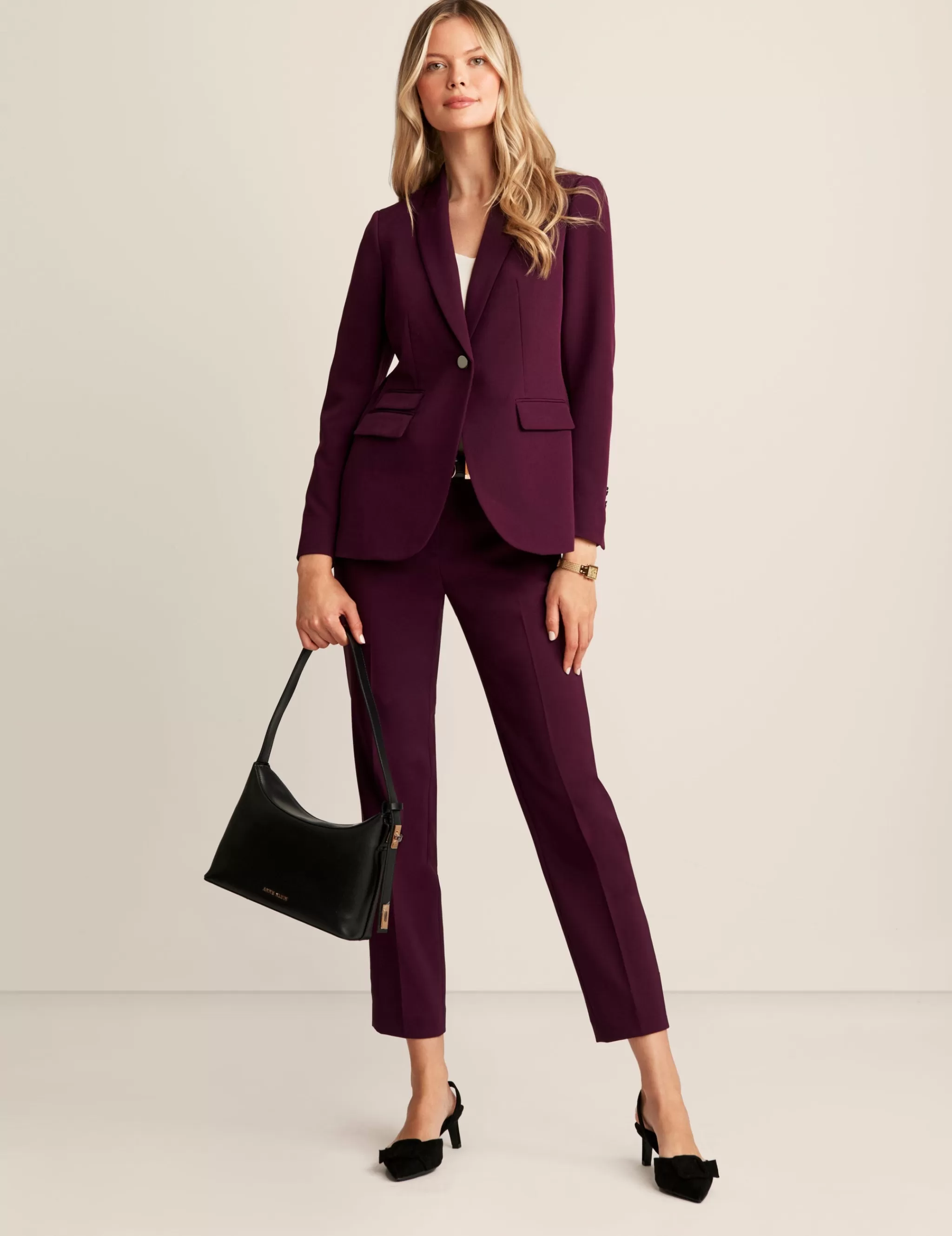 Cheap Anne Klein Anne Stretch Triple Pocket Jacket Deep Plum