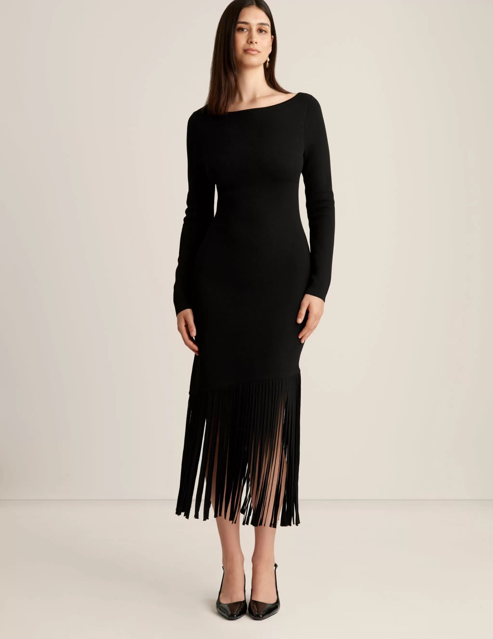 Fashion Anne Klein Asymmetric Fringe Dress Anne Black
