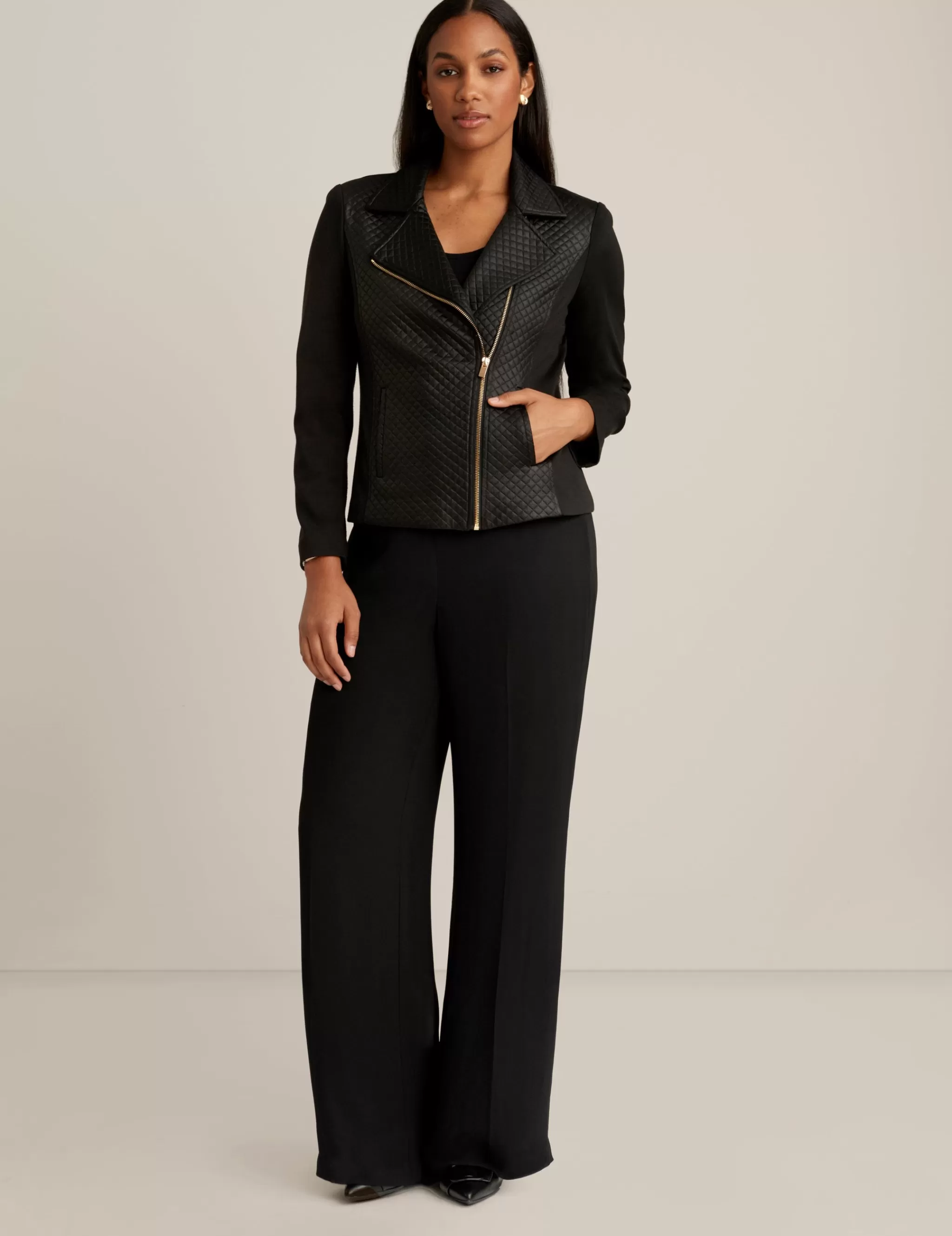 Sale Anne Klein Asymmetric Moto Jacket Anne Black