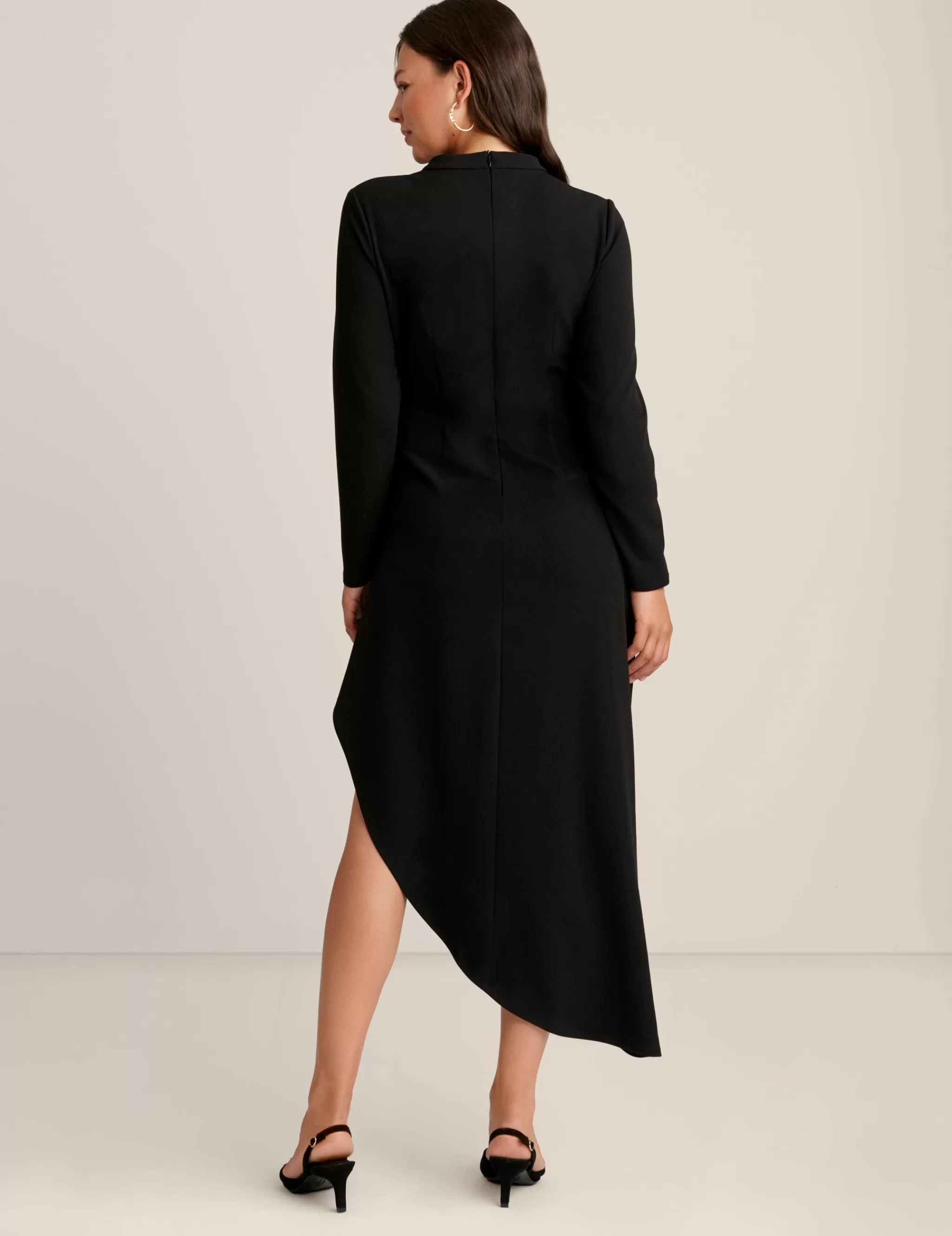 Outlet Anne Klein Asymmetrical Hem Ruched Midi Anne Black
