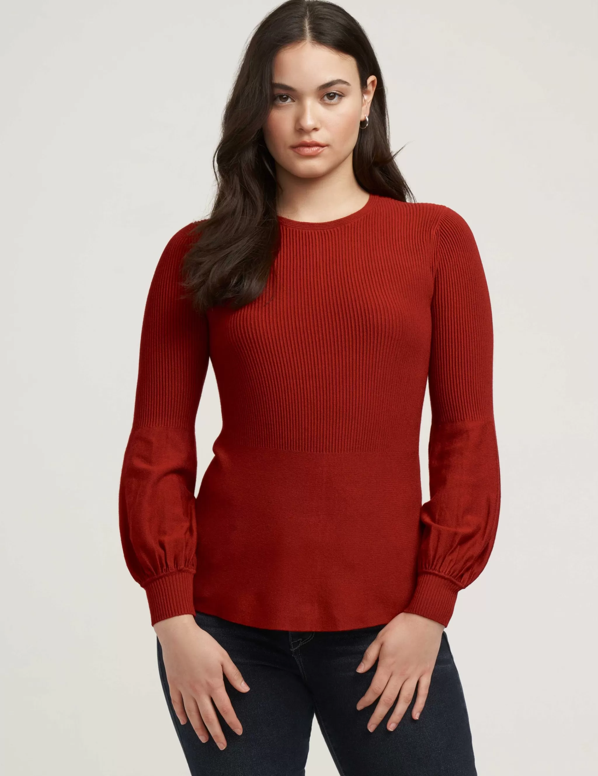 Store Anne Klein Balloon Sleeve Sweater- Sale Titian Red