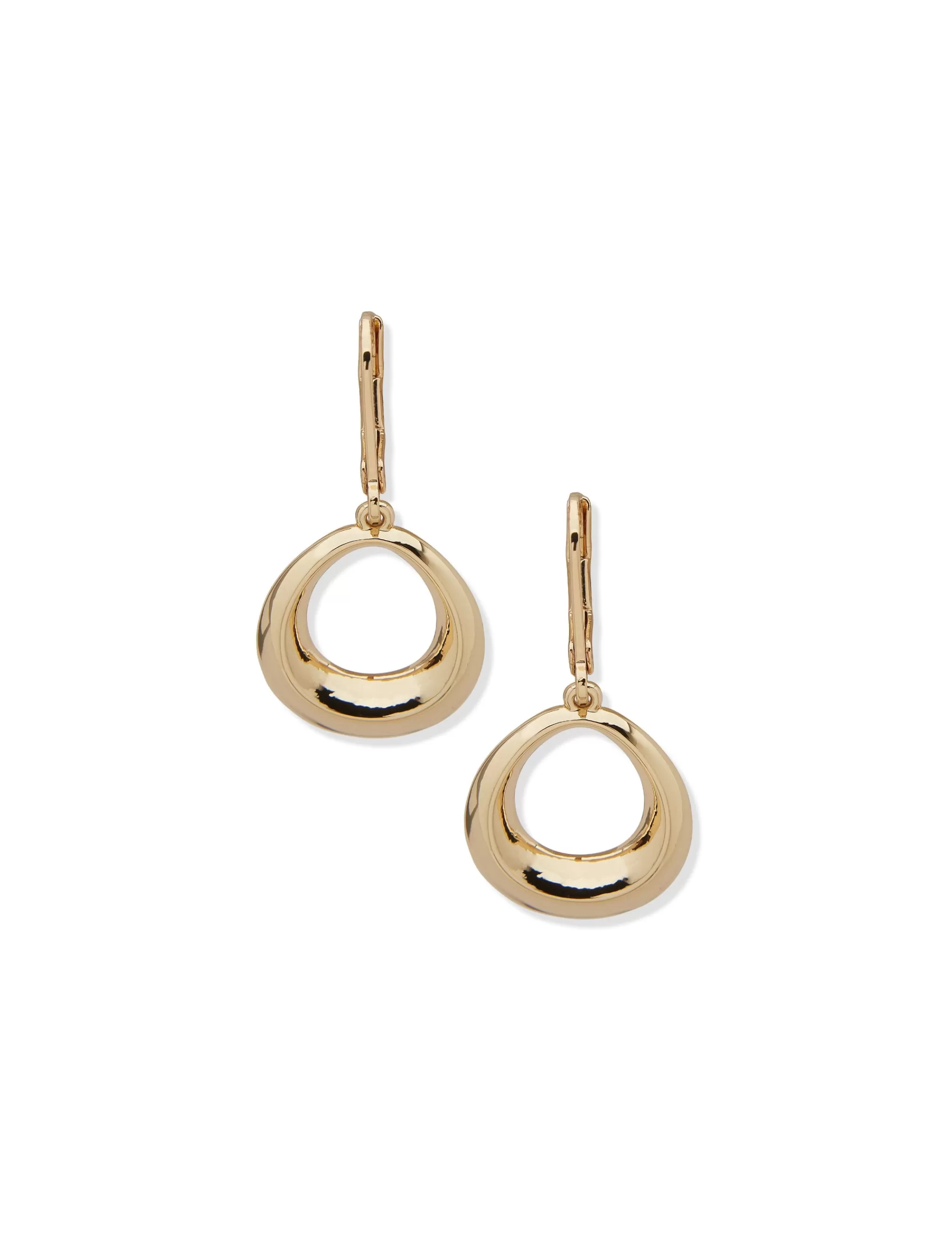 Shop Anne Klein Bevel Oval Drop Earrings