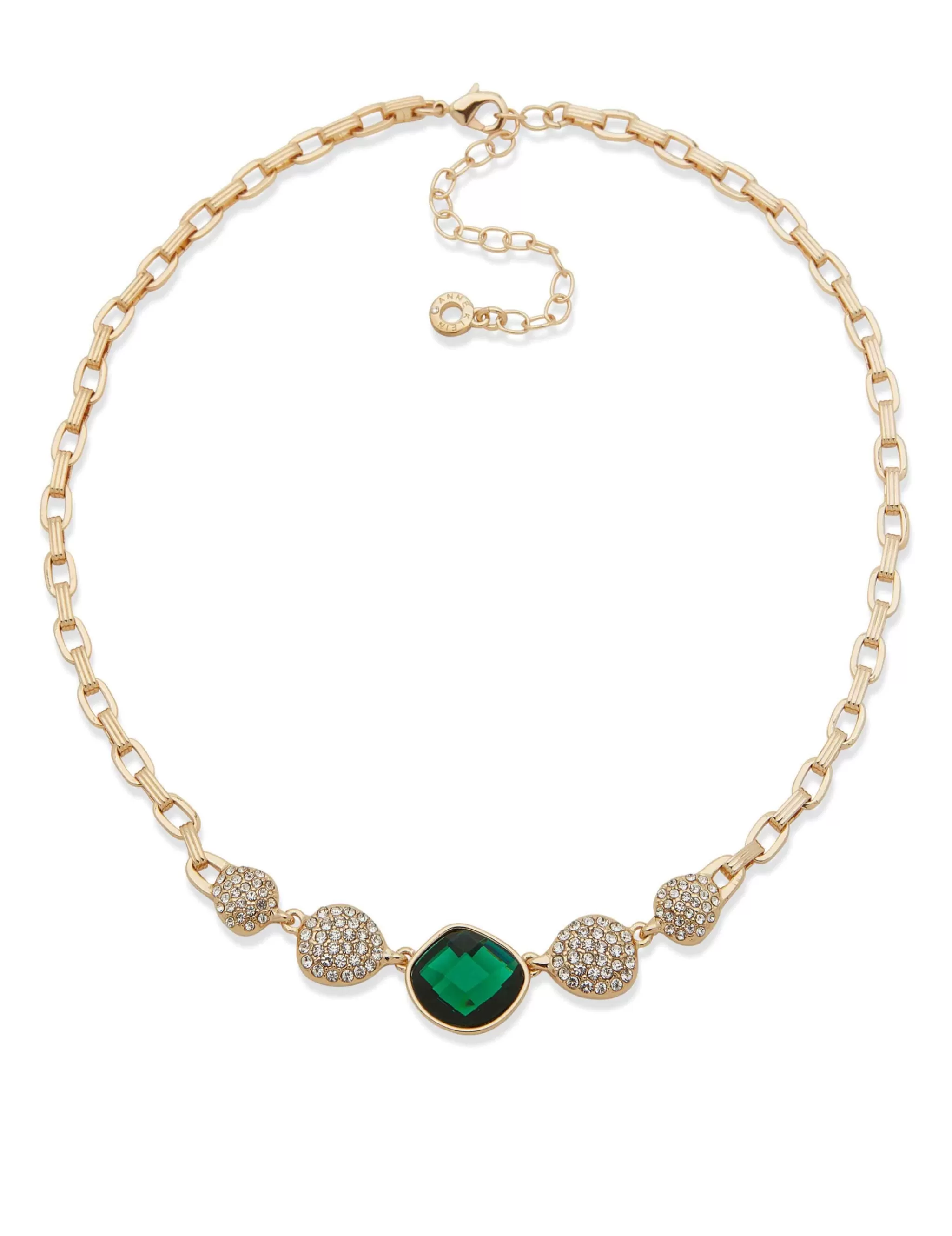 Cheap Anne Klein Bezel Set Station Necklace Gold Tone