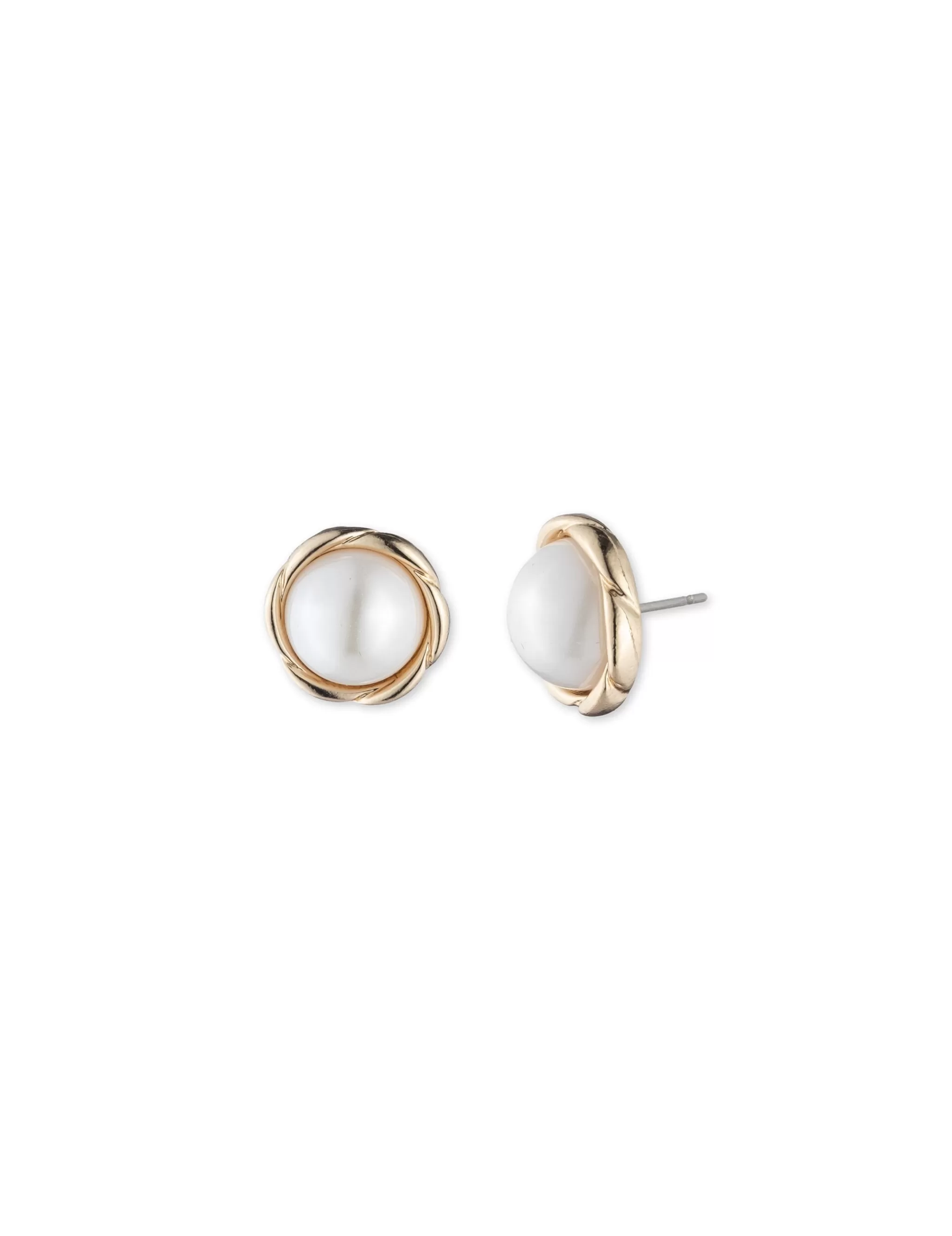 Sale Anne Klein Blanc Faux Pearl Twisted Gold-Tone Stud Earrings