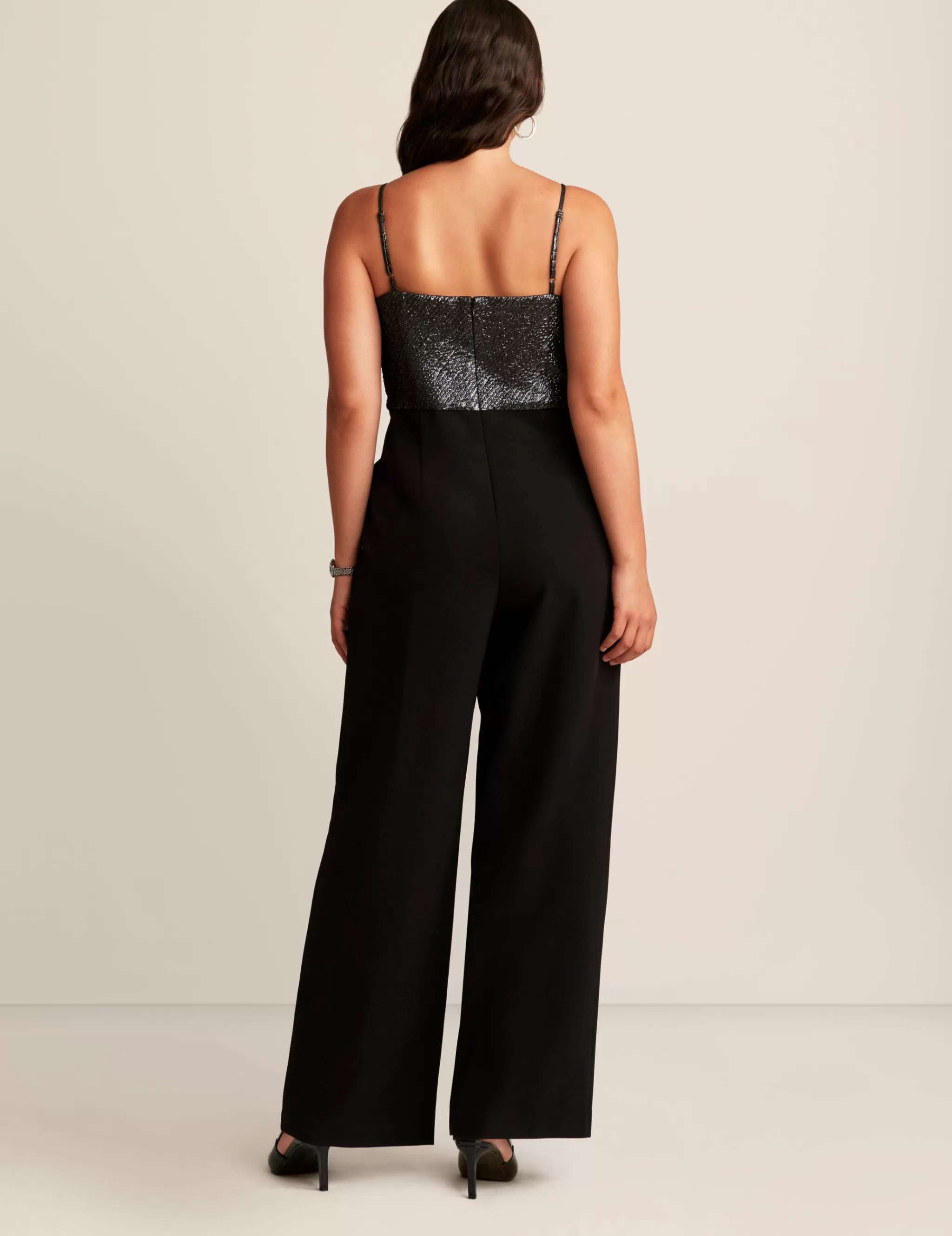 Fashion Anne Klein Bow Bodice Straight Leg Jumpsuit Anne Black/Gunmetal