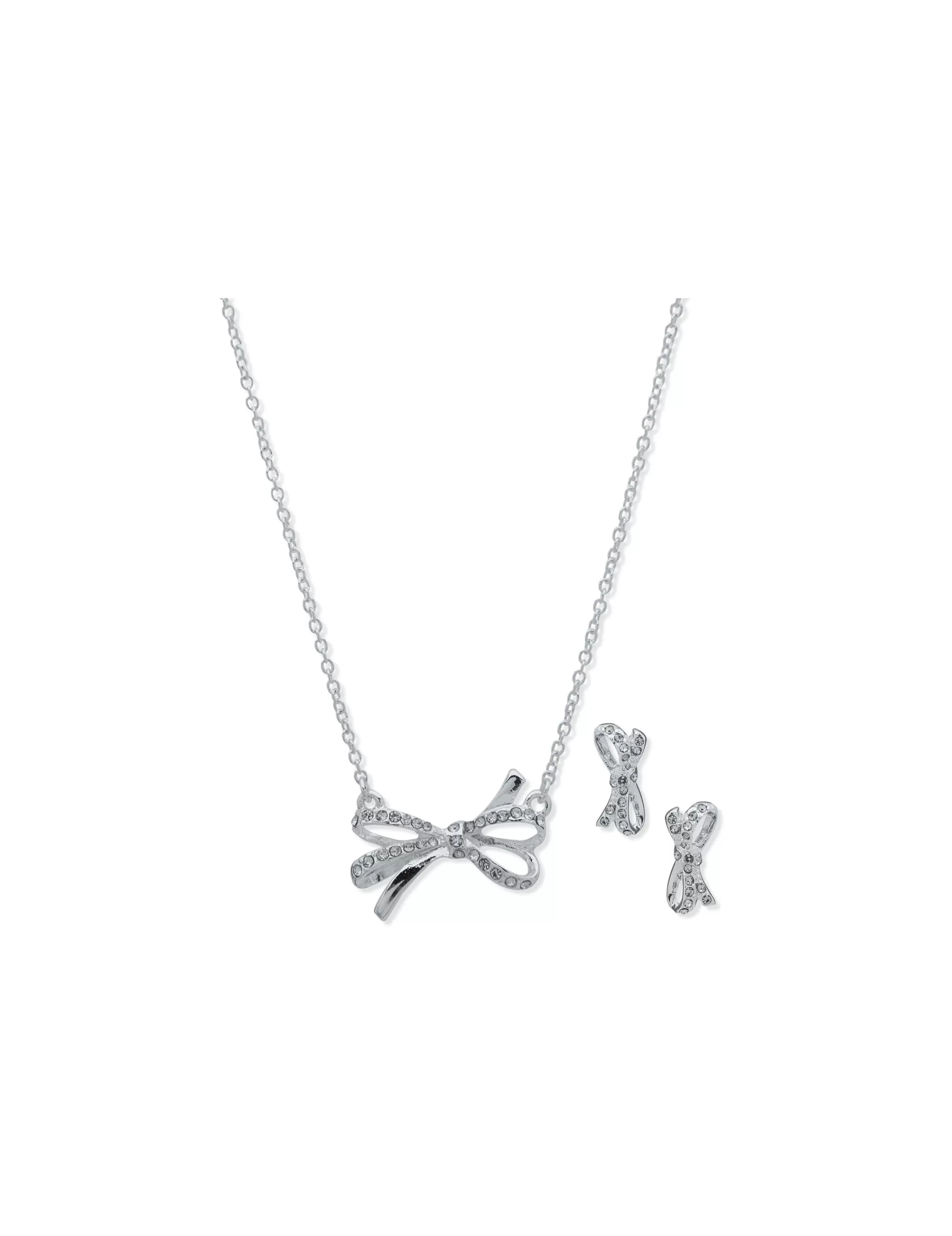 Flash Sale Anne Klein Bow Necklace And Earring Set In Pouch