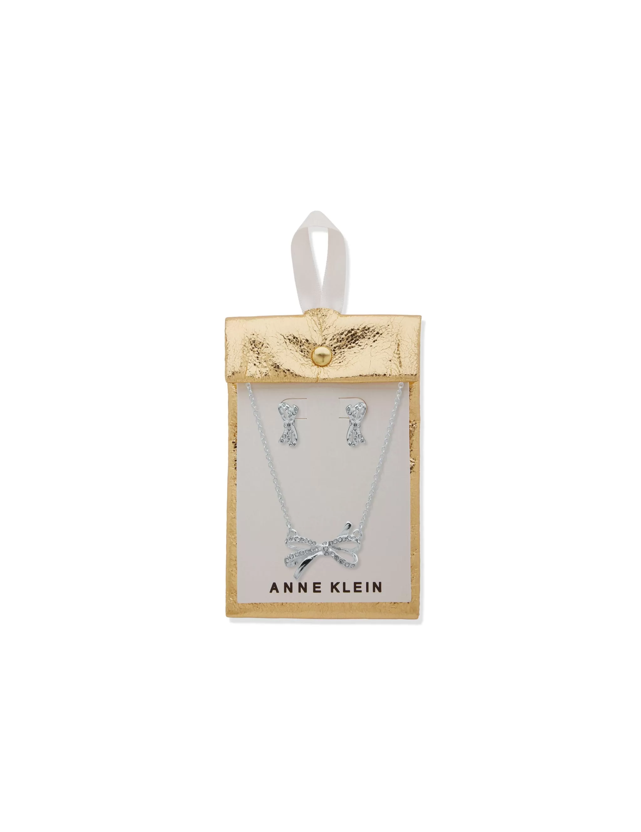 Flash Sale Anne Klein Bow Necklace And Earring Set In Pouch