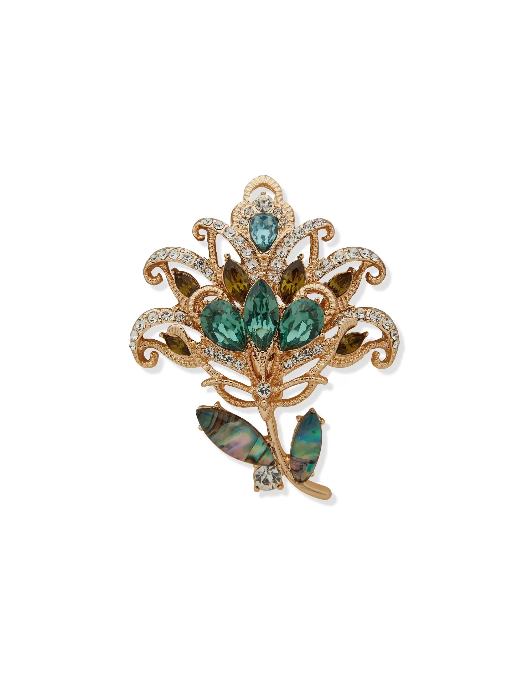 Best Sale Anne Klein Boxed Gold Flower Pin-Green