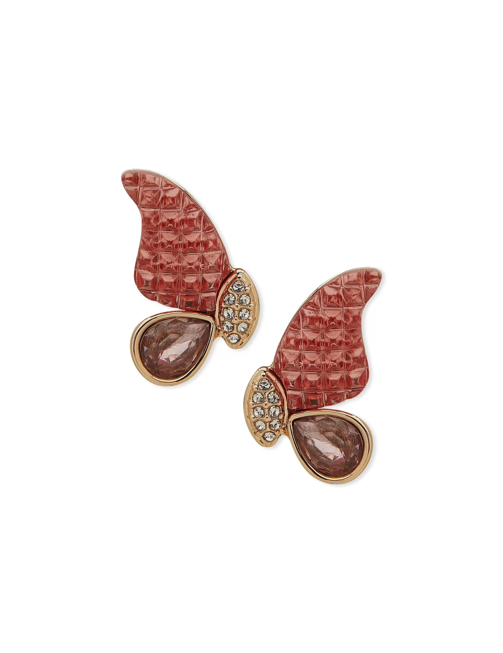 Flash Sale Anne Klein Butterfly Motif Pink Stud Earrings