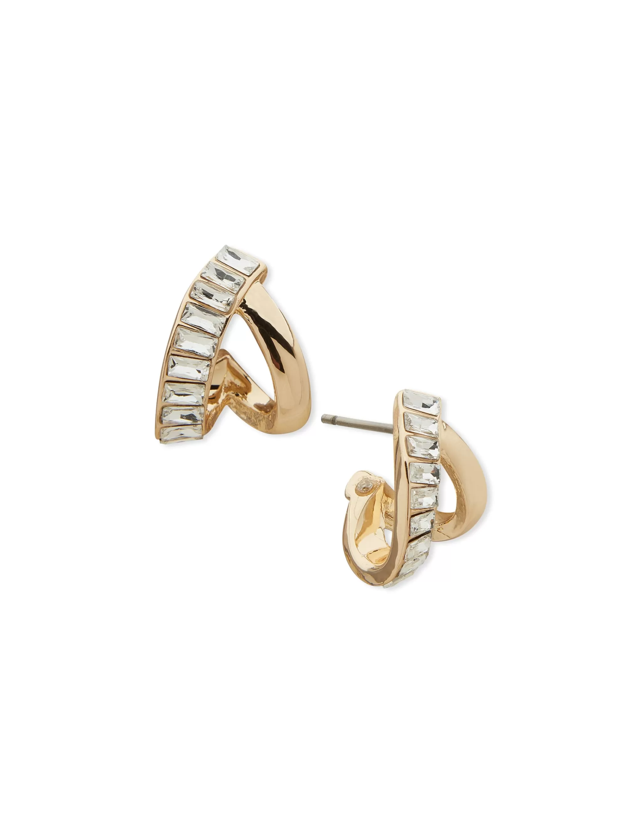 Flash Sale Anne Klein Button Earrings With Baguette Stones
