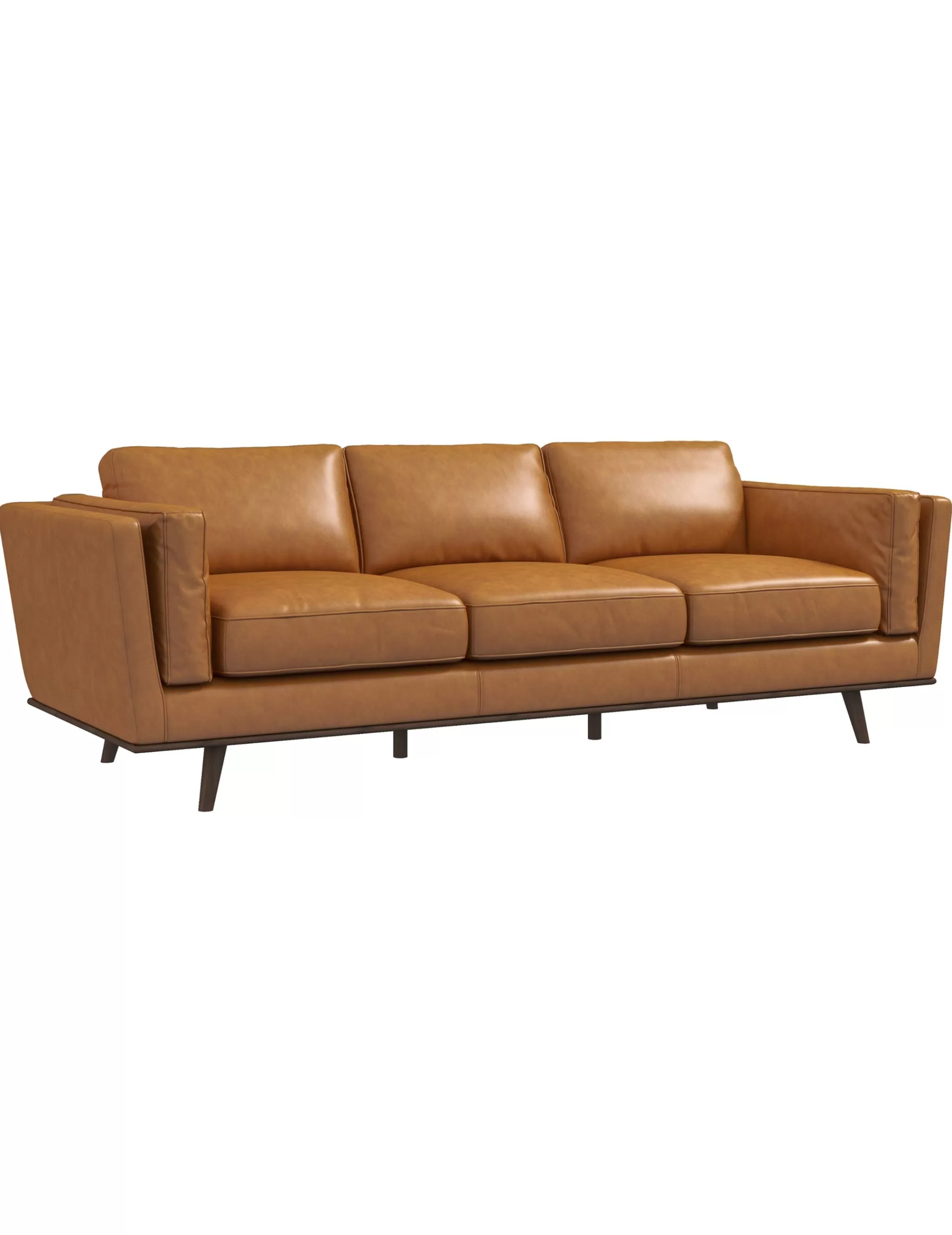 Hot Anne Klein Cardano Cognac Tan 89" Genuine Leather Sofa