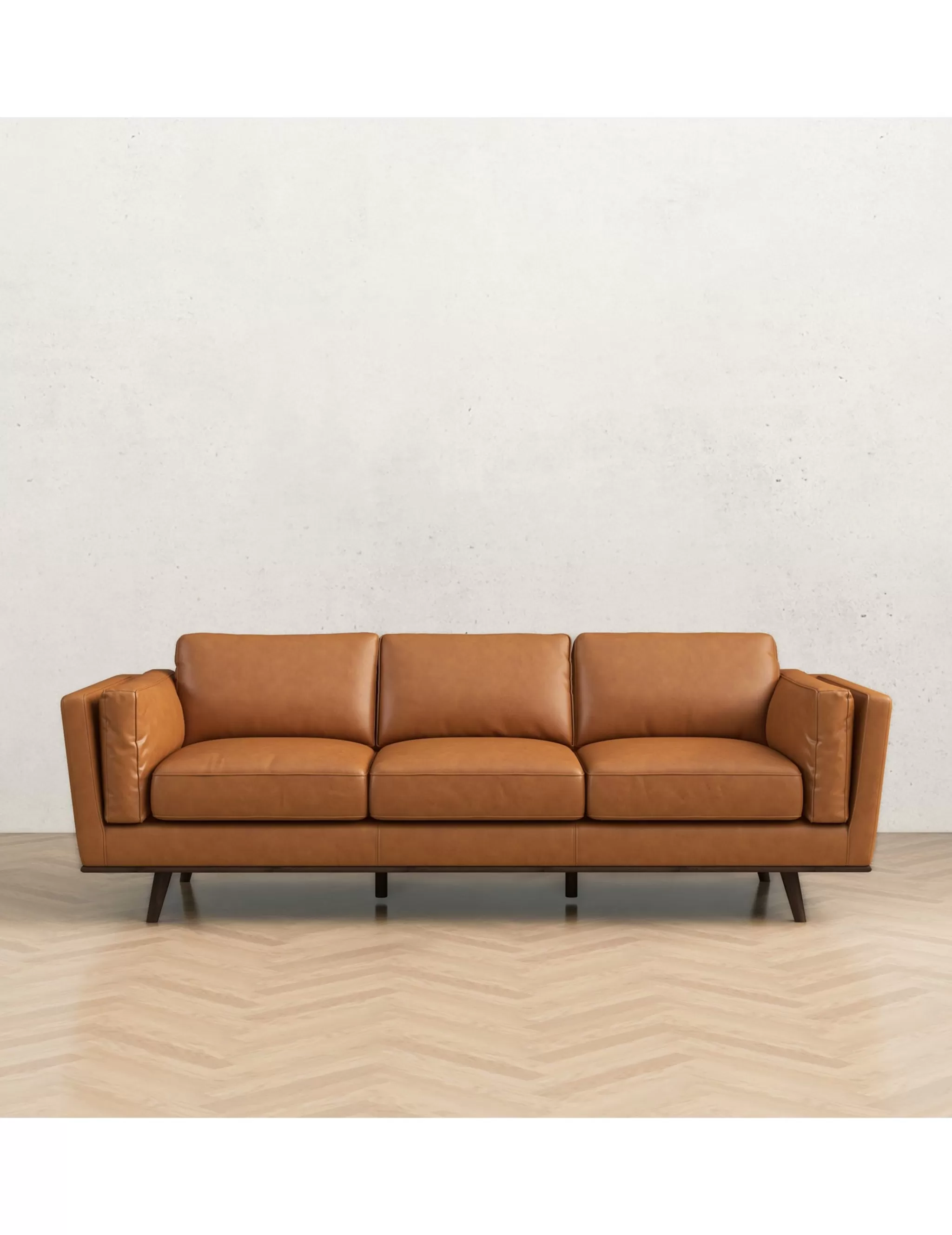 Hot Anne Klein Cardano Cognac Tan 89" Genuine Leather Sofa