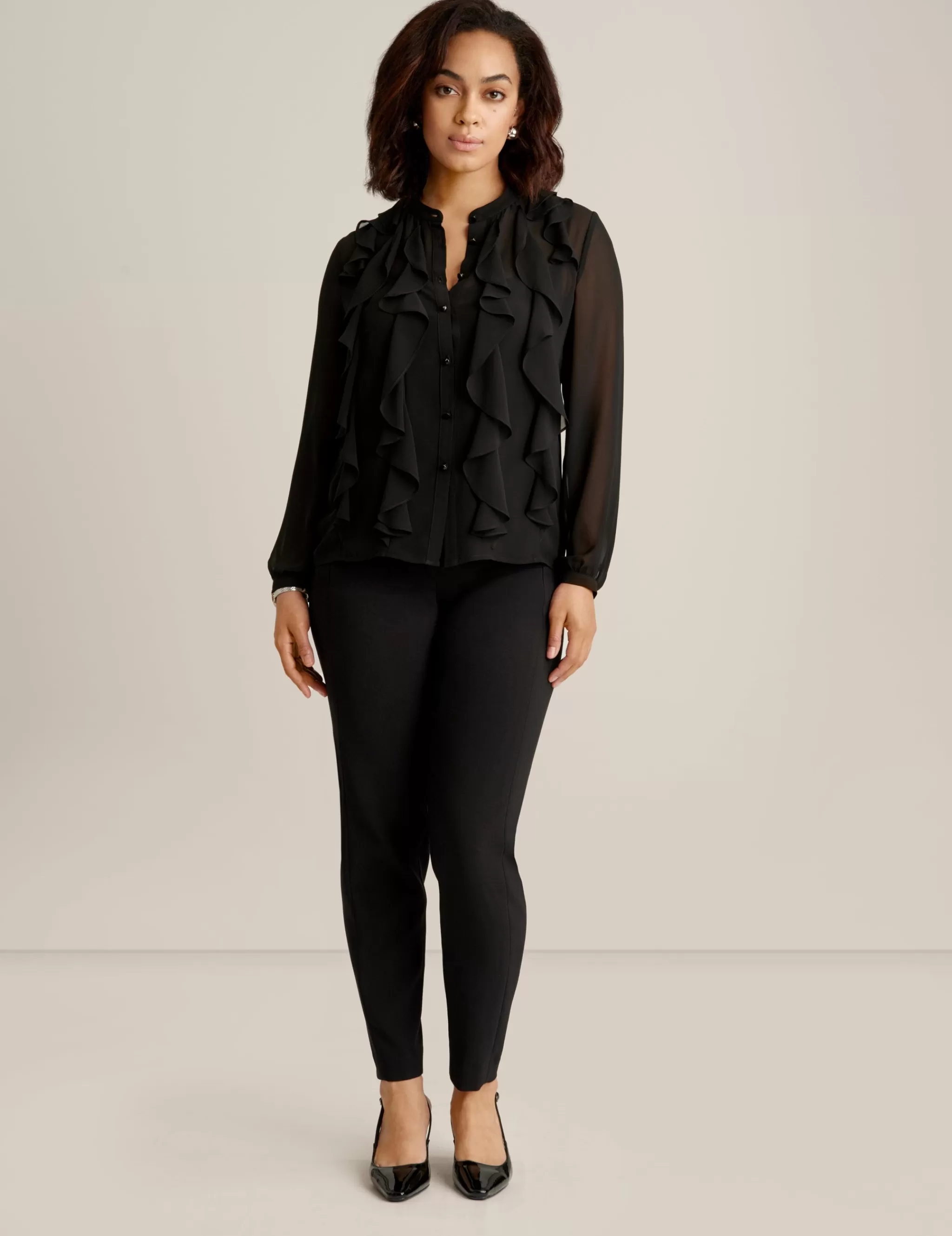 Hot Anne Klein Cascade Ruffle Blouse Anne Black