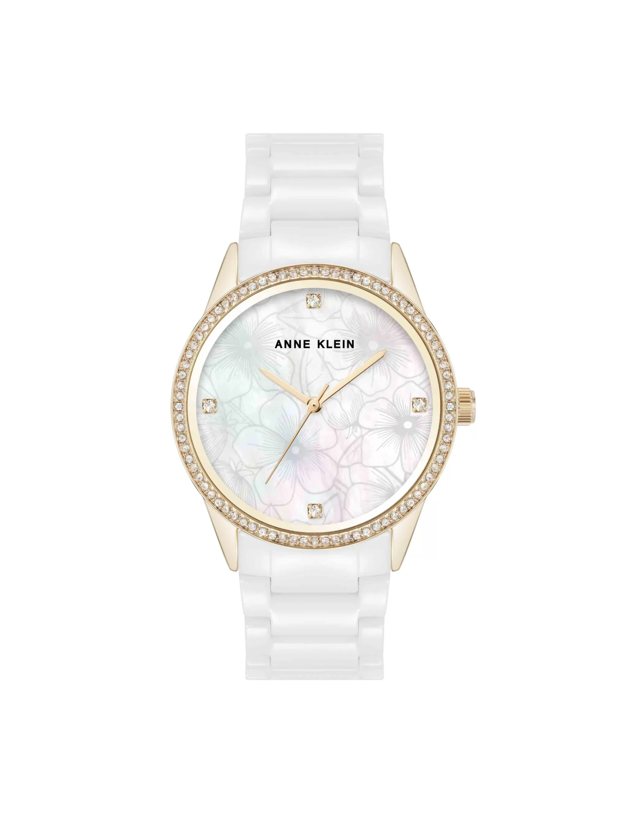 New Anne Klein Ceramic Bracelet Floral Dial Watch