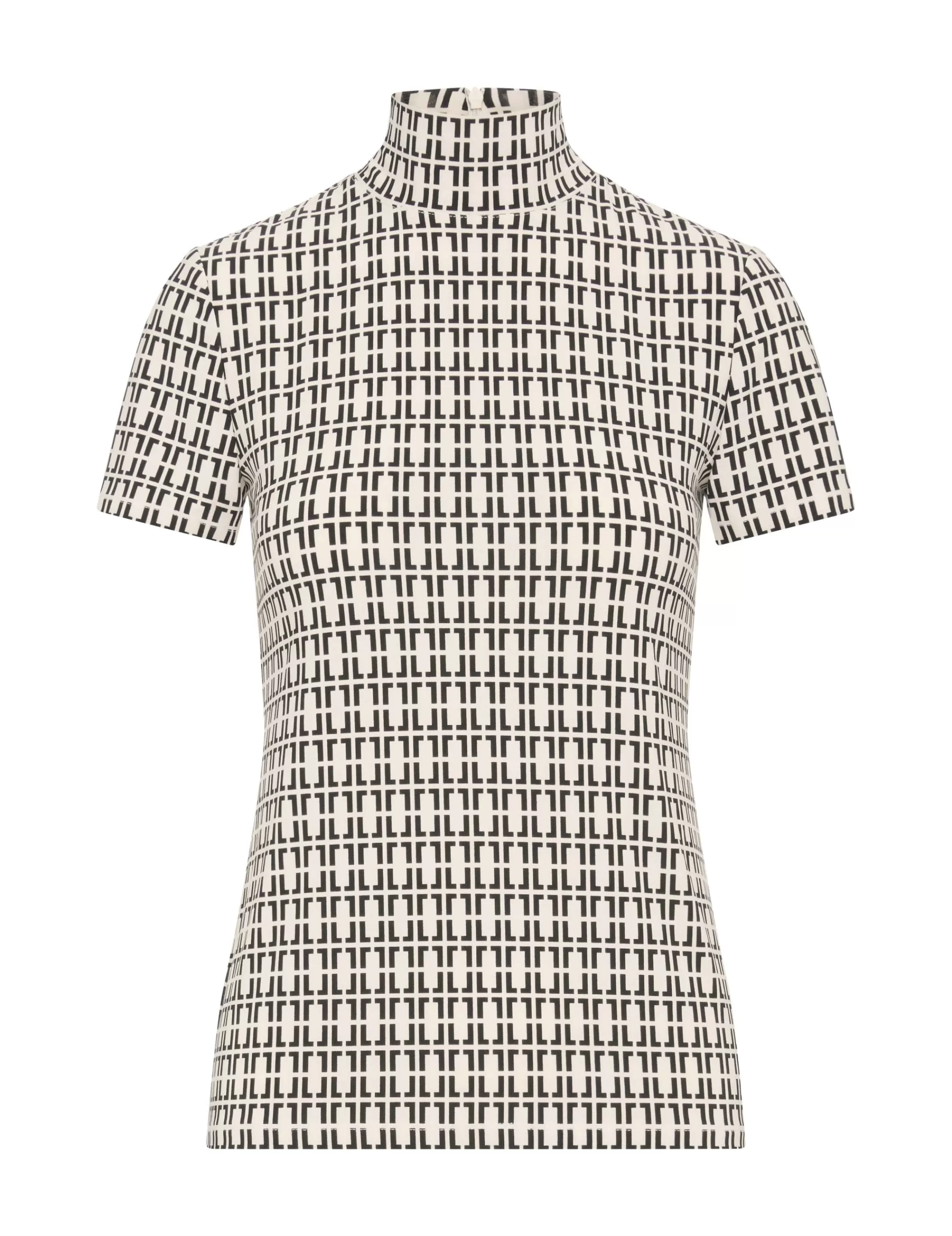 Store Anne Klein Chainlink Mock Neck Knit Top Anne White/Anne Blk