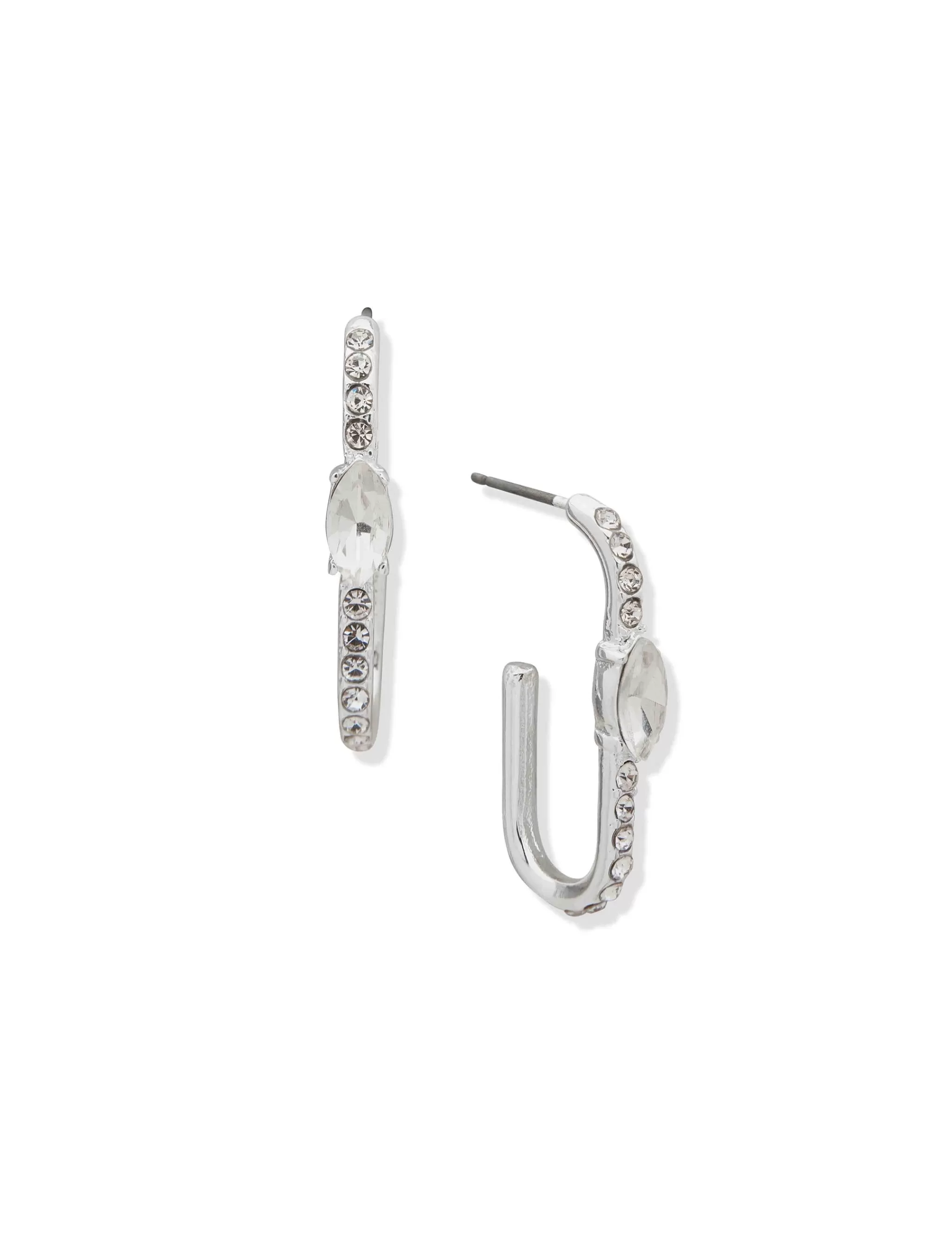 Cheap Anne Klein C-Hoop Silver Crystal Earrings