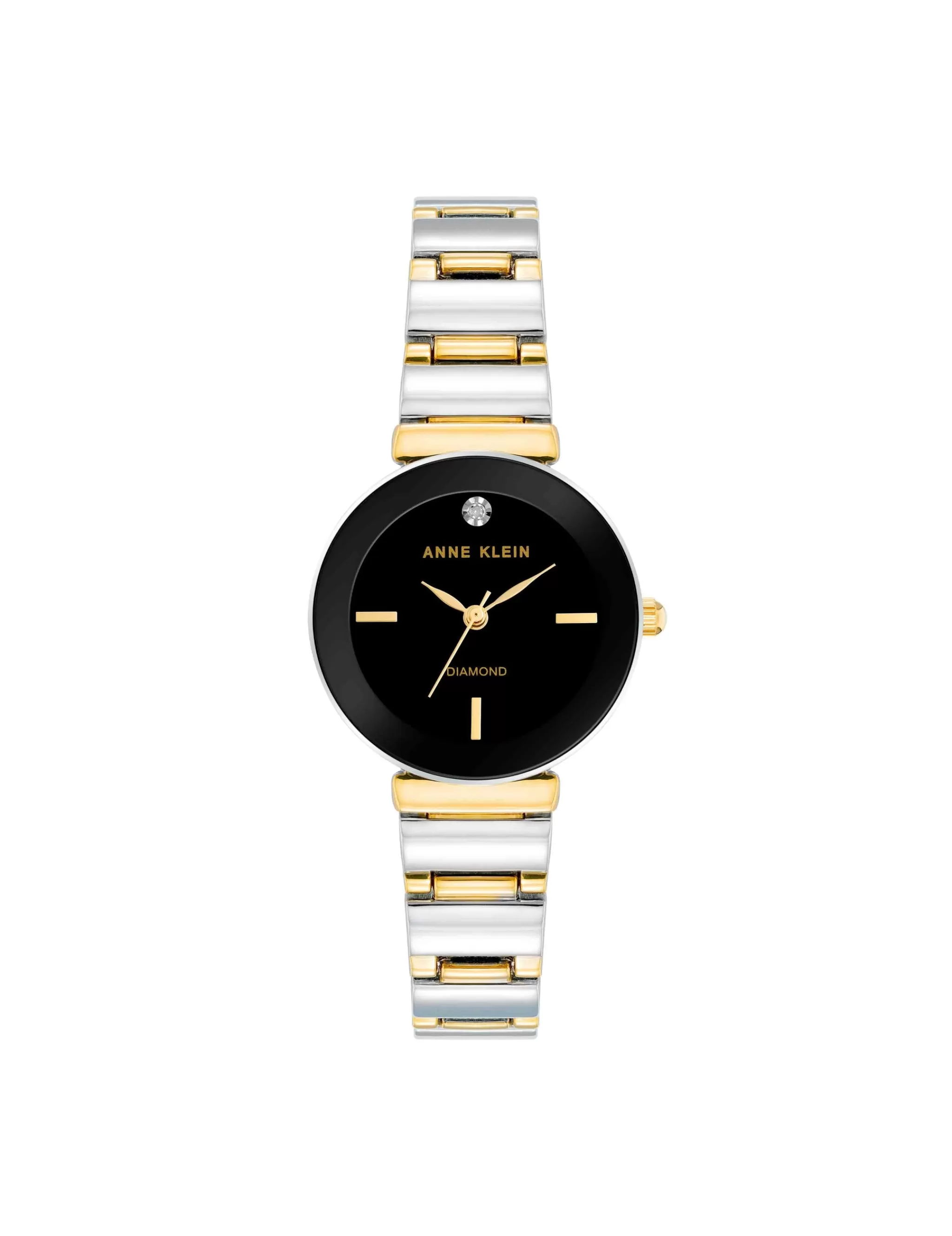 Outlet Anne Klein Classic Diamond Accented Bracelet Watch Black/Two-Tone