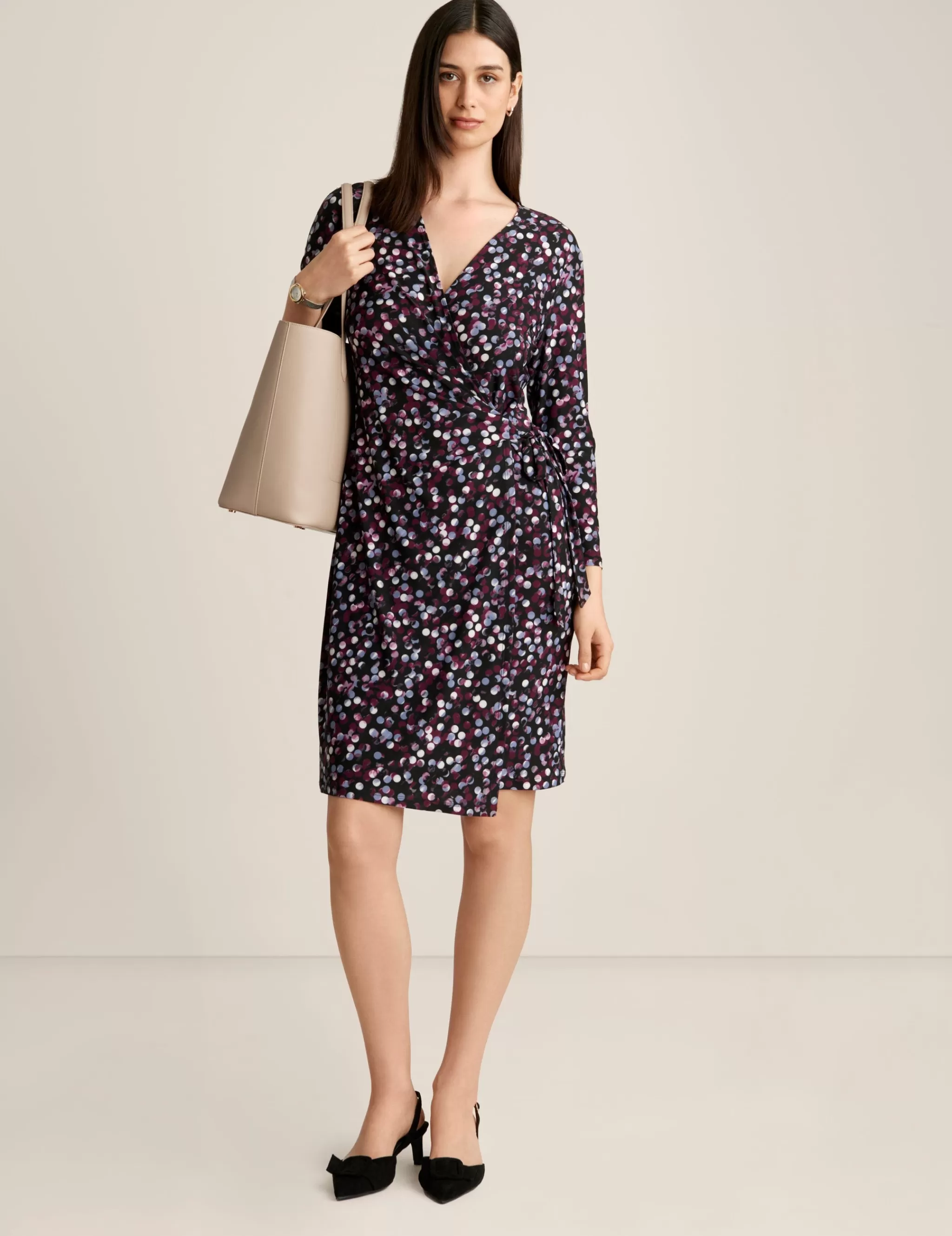 Sale Anne Klein Classic Wrap Dress Deep Plum Multi