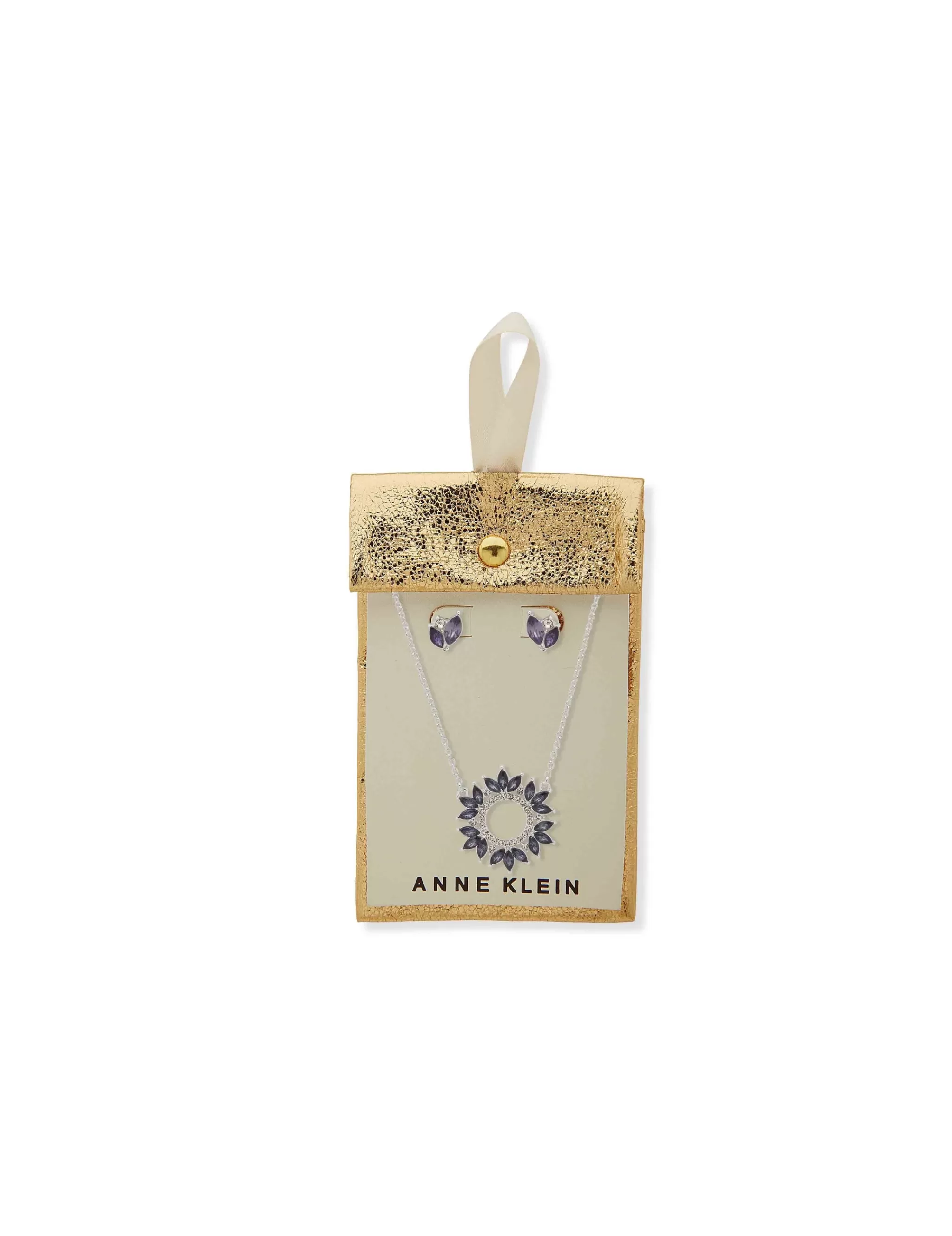 Cheap Anne Klein Cluster Earringb / Necklace Set- Tanzonite