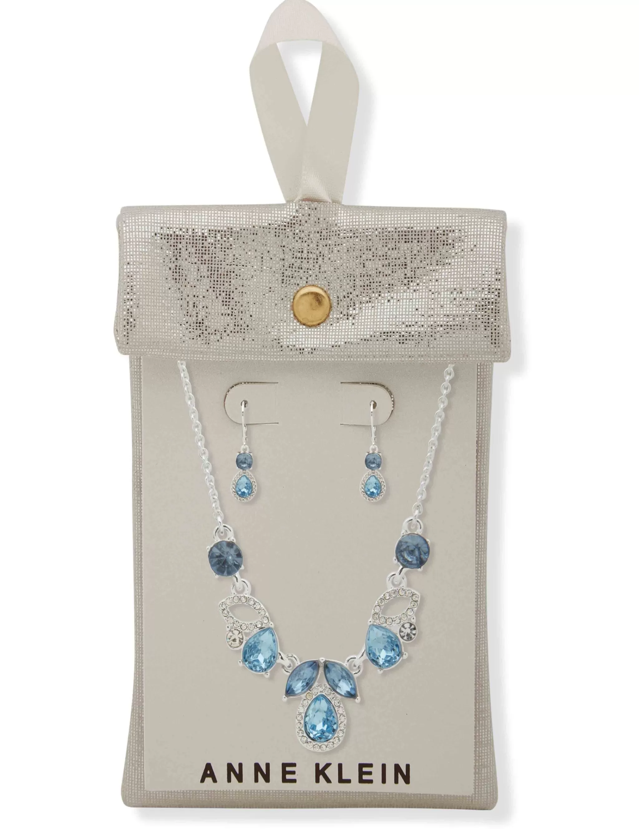 Sale Anne Klein Cluster Pendant Necklace/Earring Set Silver Tone