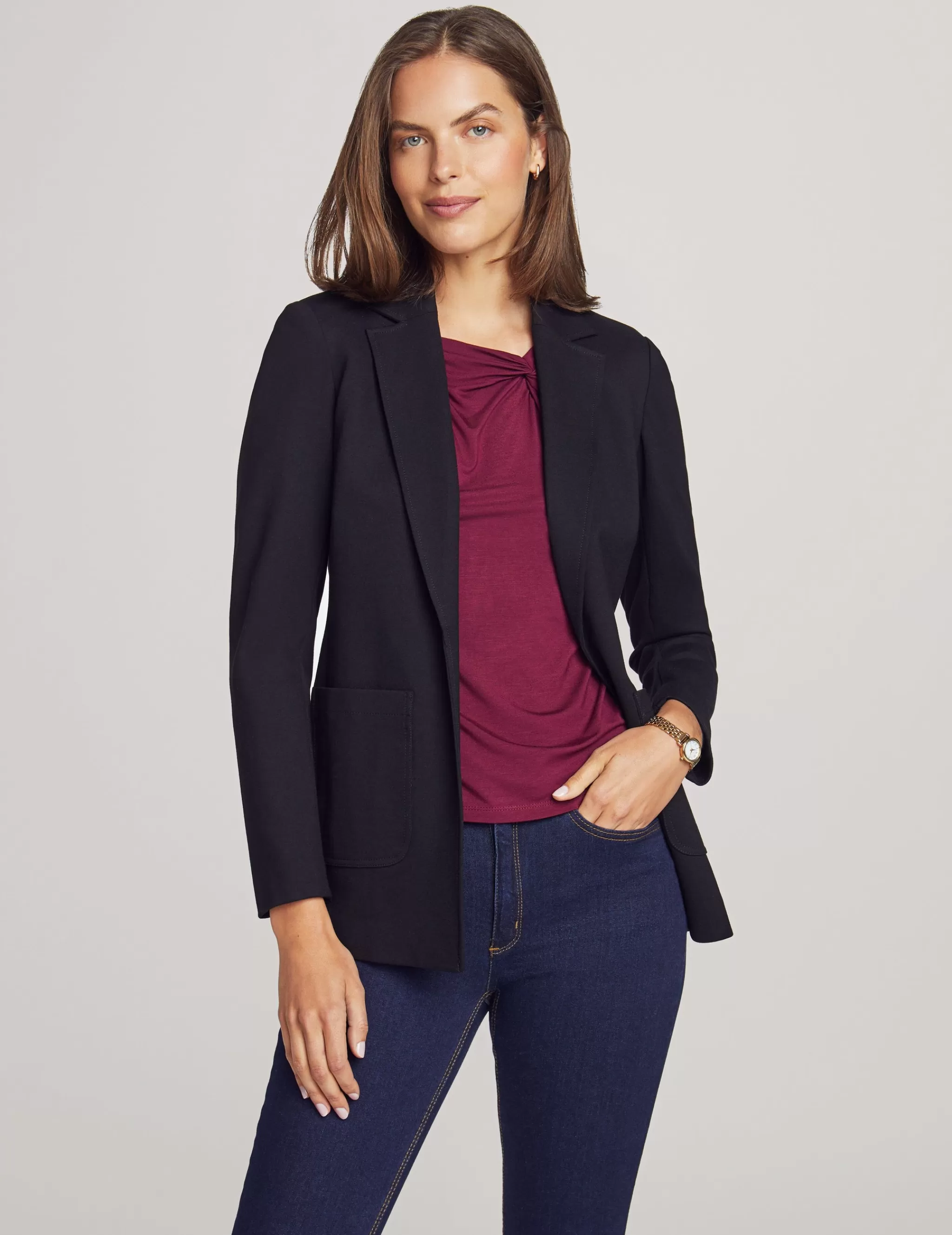 Clearance Anne Klein Collection Compression Notch Collar Jacket Anne Black