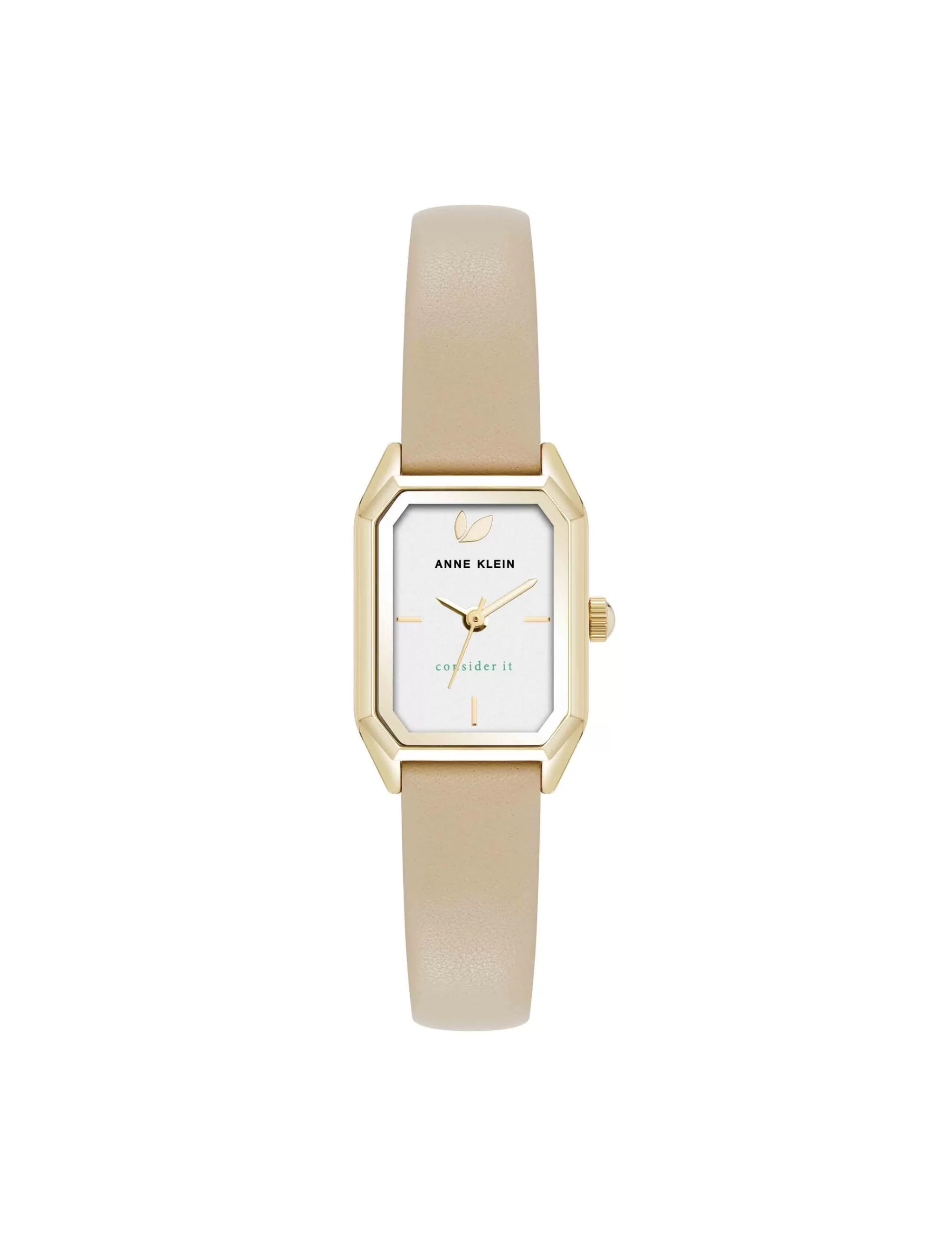 Fashion Anne Klein Consider It Octagonal Leather Band Watch