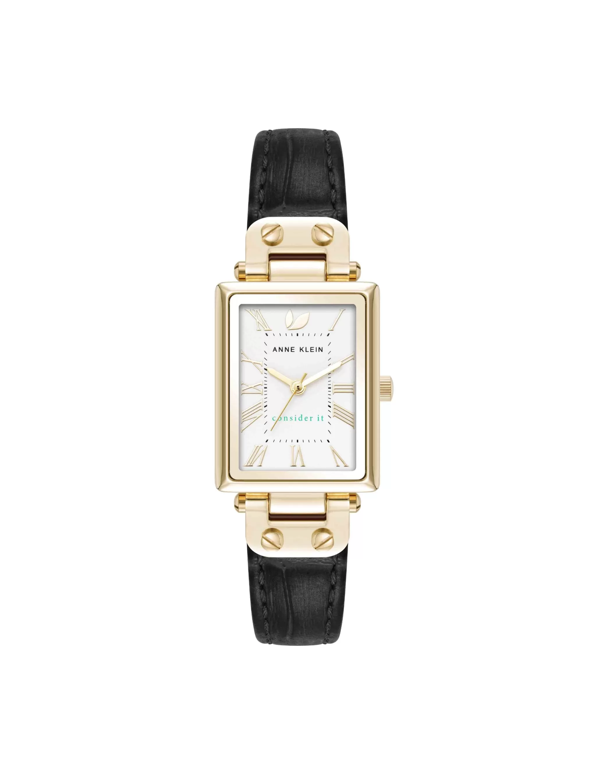 Online Anne Klein Consider It Rectangular Case Leather Watch
