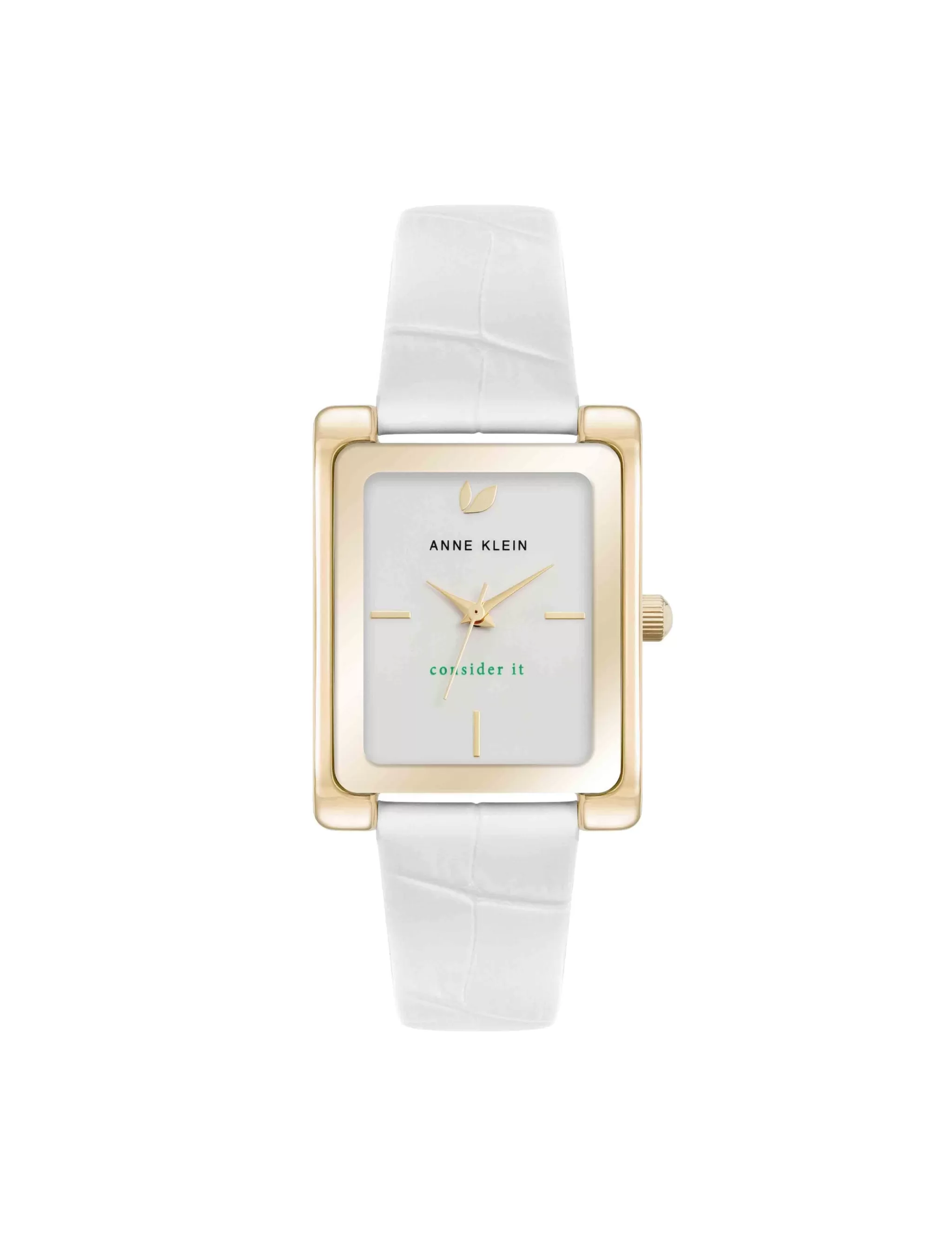 Best Anne Klein Consider It Rectangular Leather Band Watch
