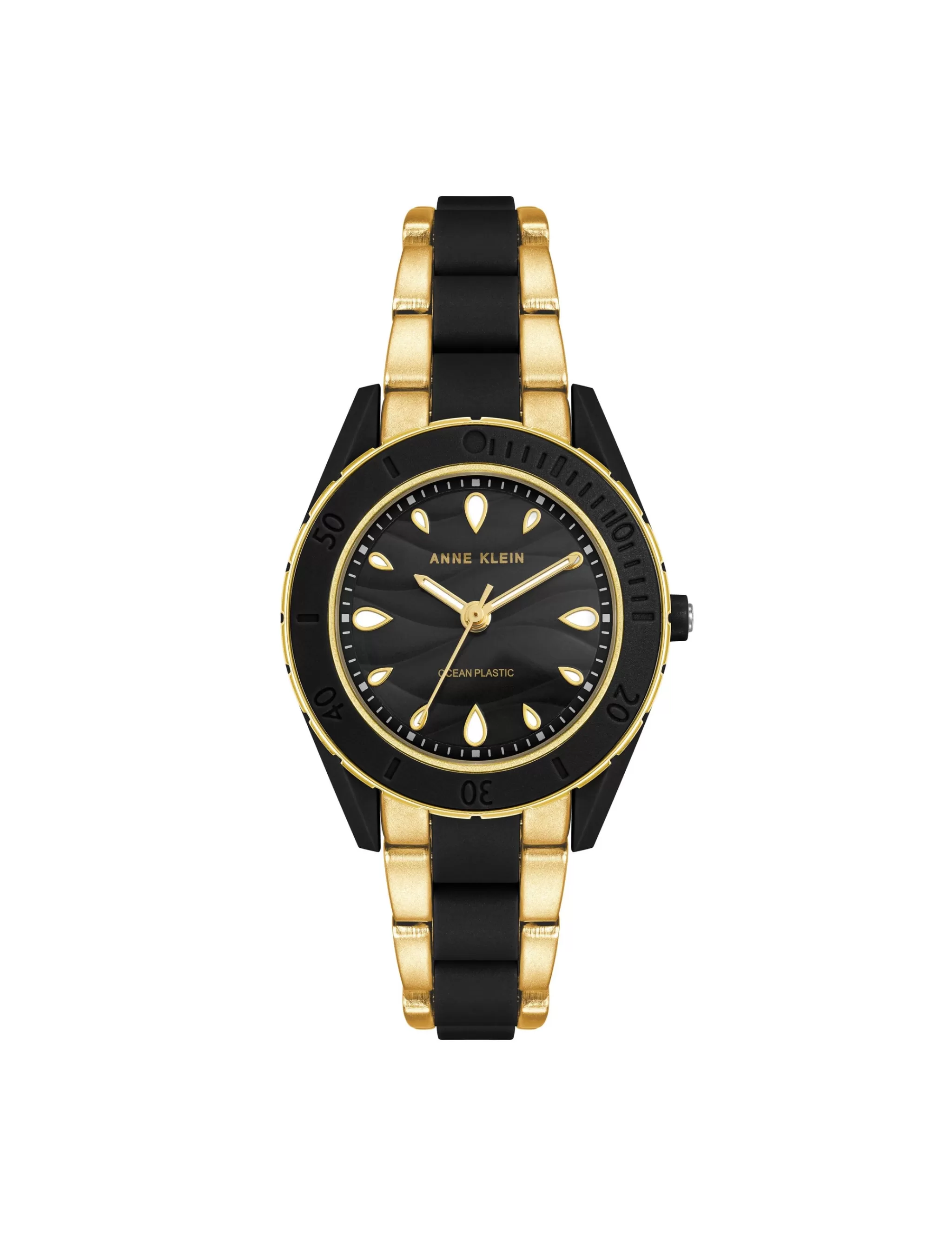 Cheap Anne Klein Consider It Recycled Ocean Plastic Bracelet Watch Black/Gold-Tone