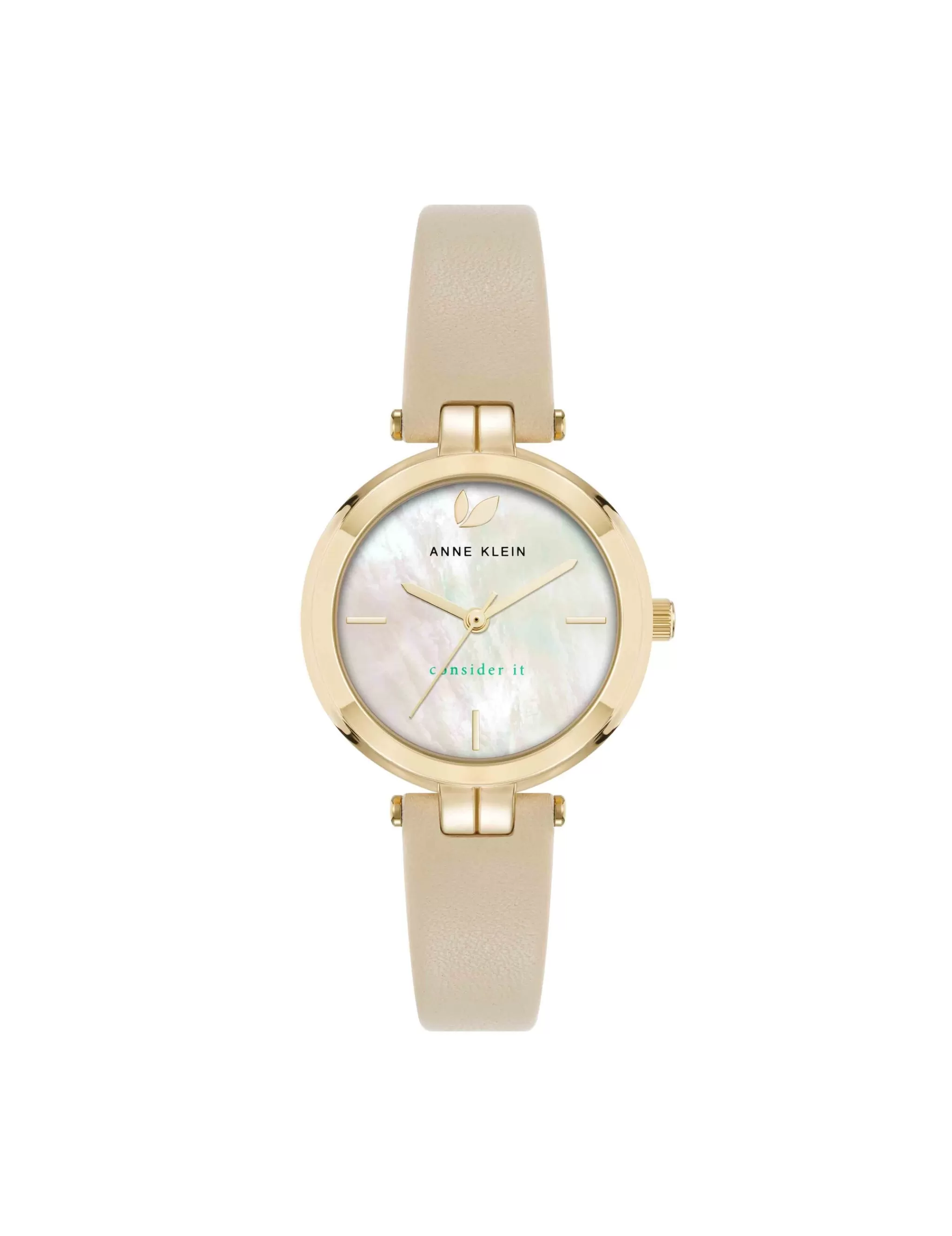 New Anne Klein Consider It Round Leather Band Watch
