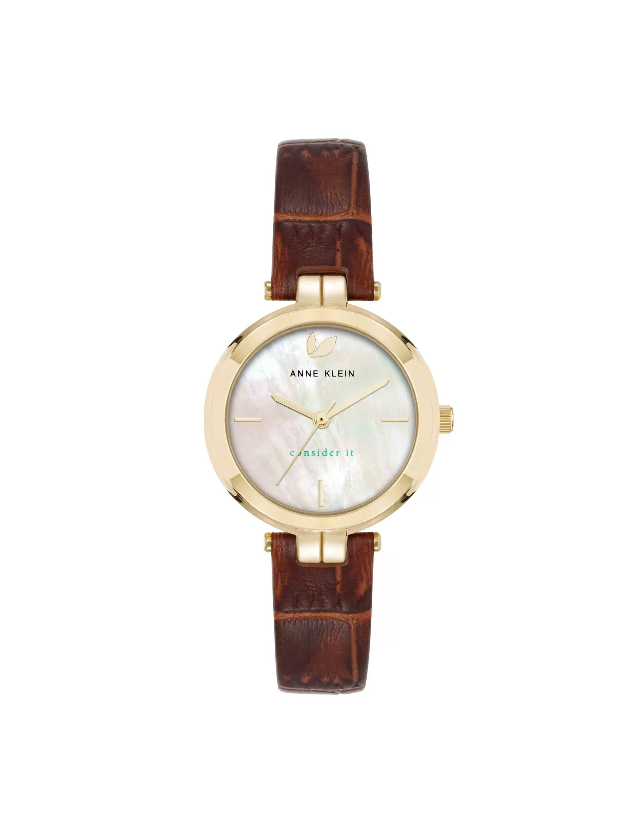 Best Anne Klein Consider It Round Leather Band Watch