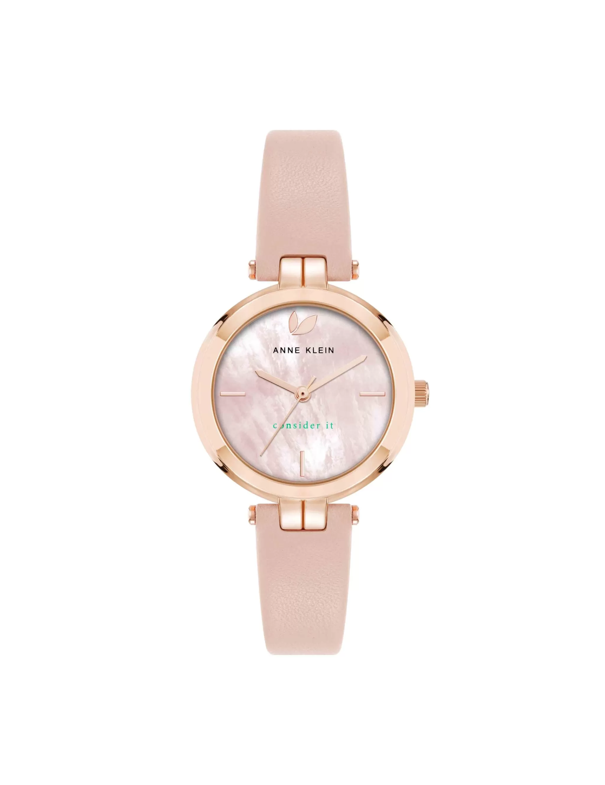 Outlet Anne Klein Consider It Round Leather Band Watch