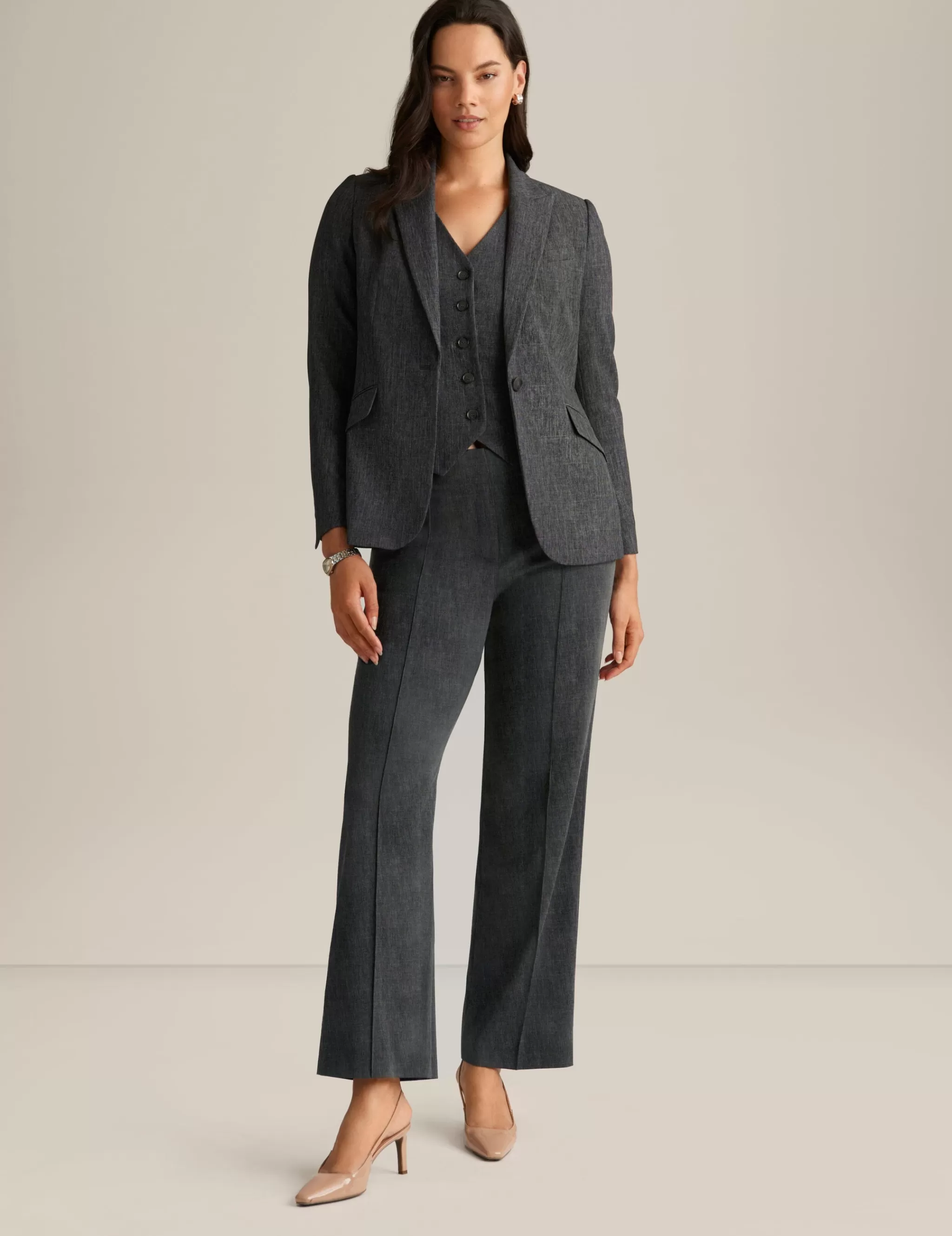 Shop Anne Klein Crossdye Stretch One Button Jacket Anne Black Multi