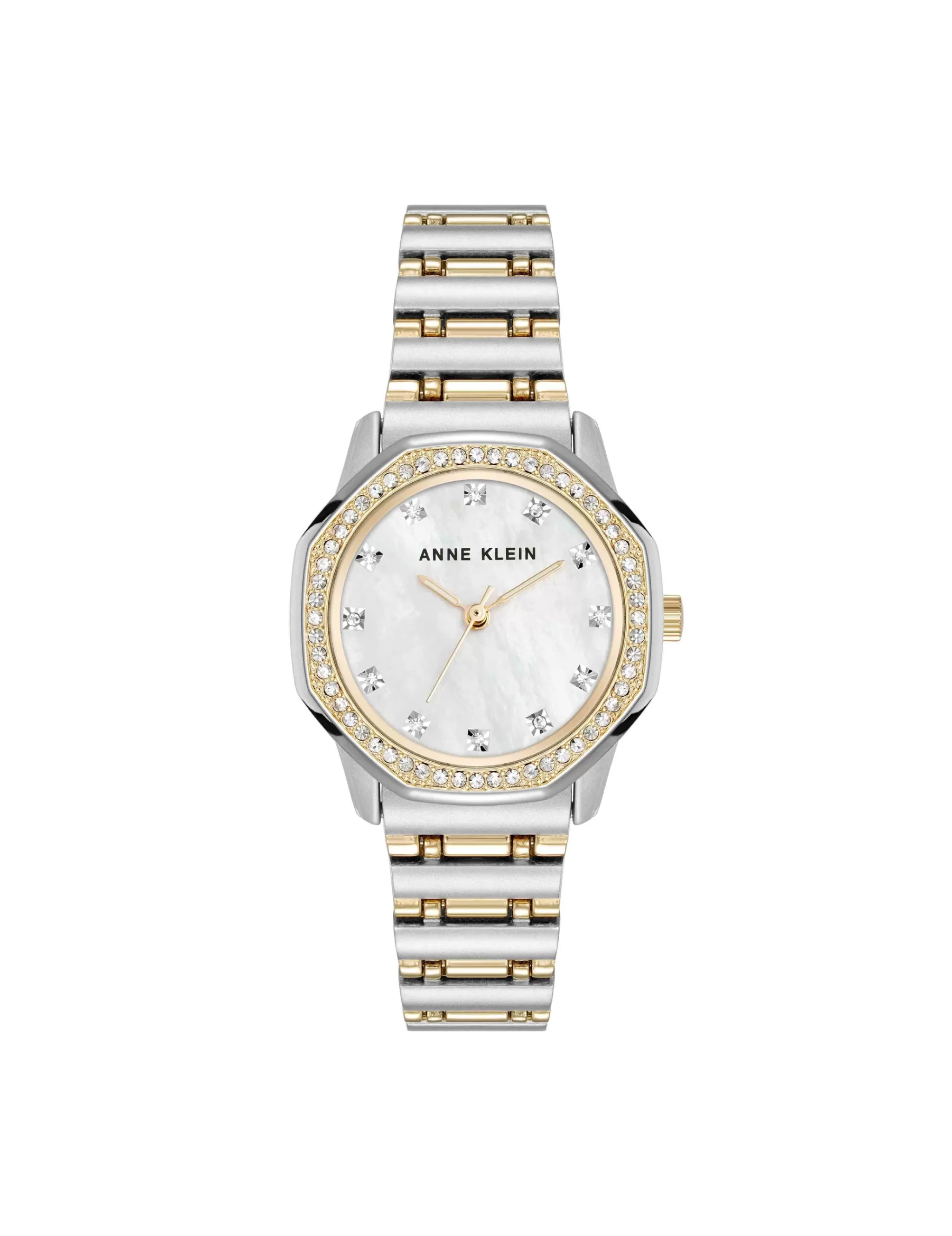 Fashion Anne Klein Crystal Accented Octagonal Case Watch