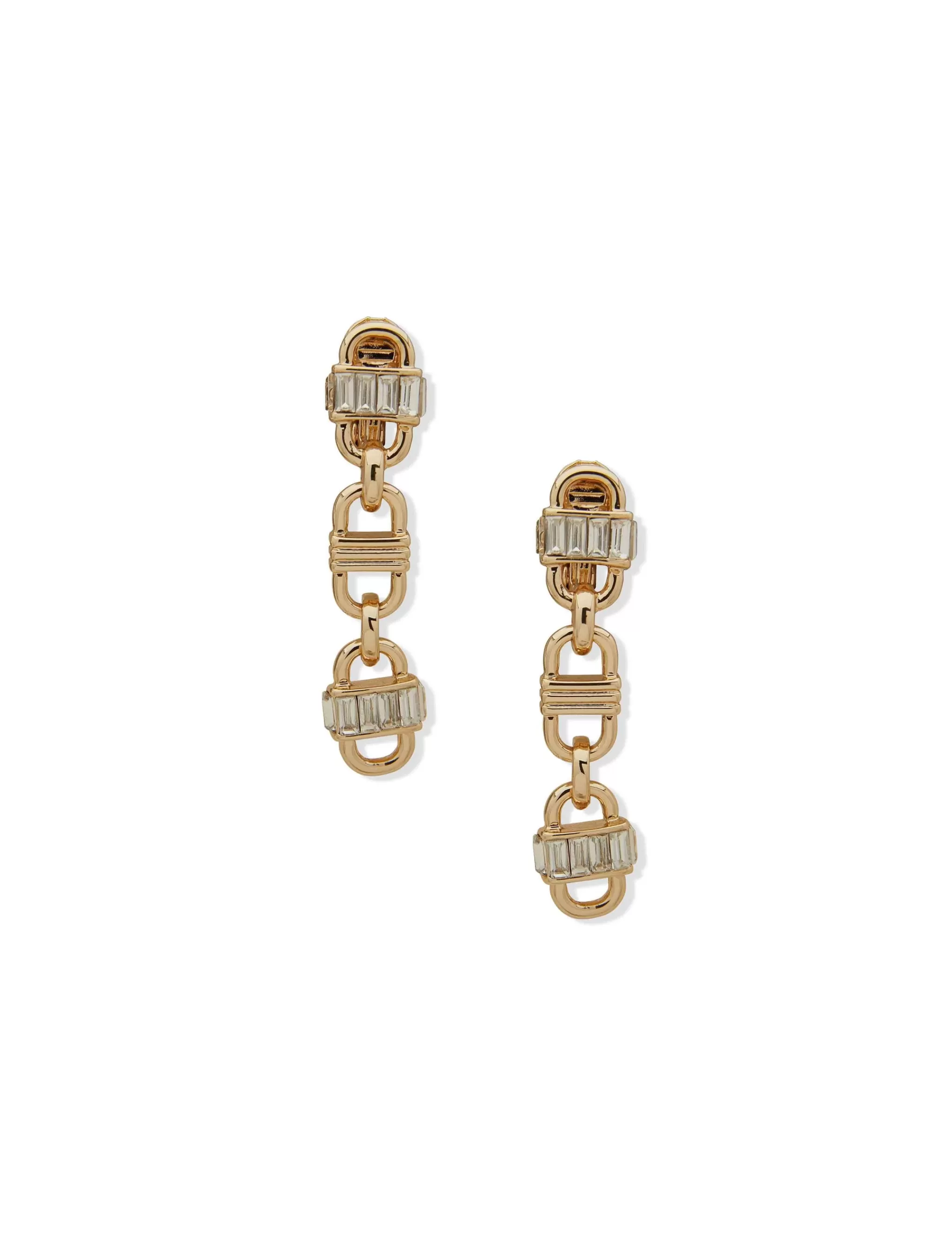 Best Sale Anne Klein Crystal Baguette Linear Clip Earrings