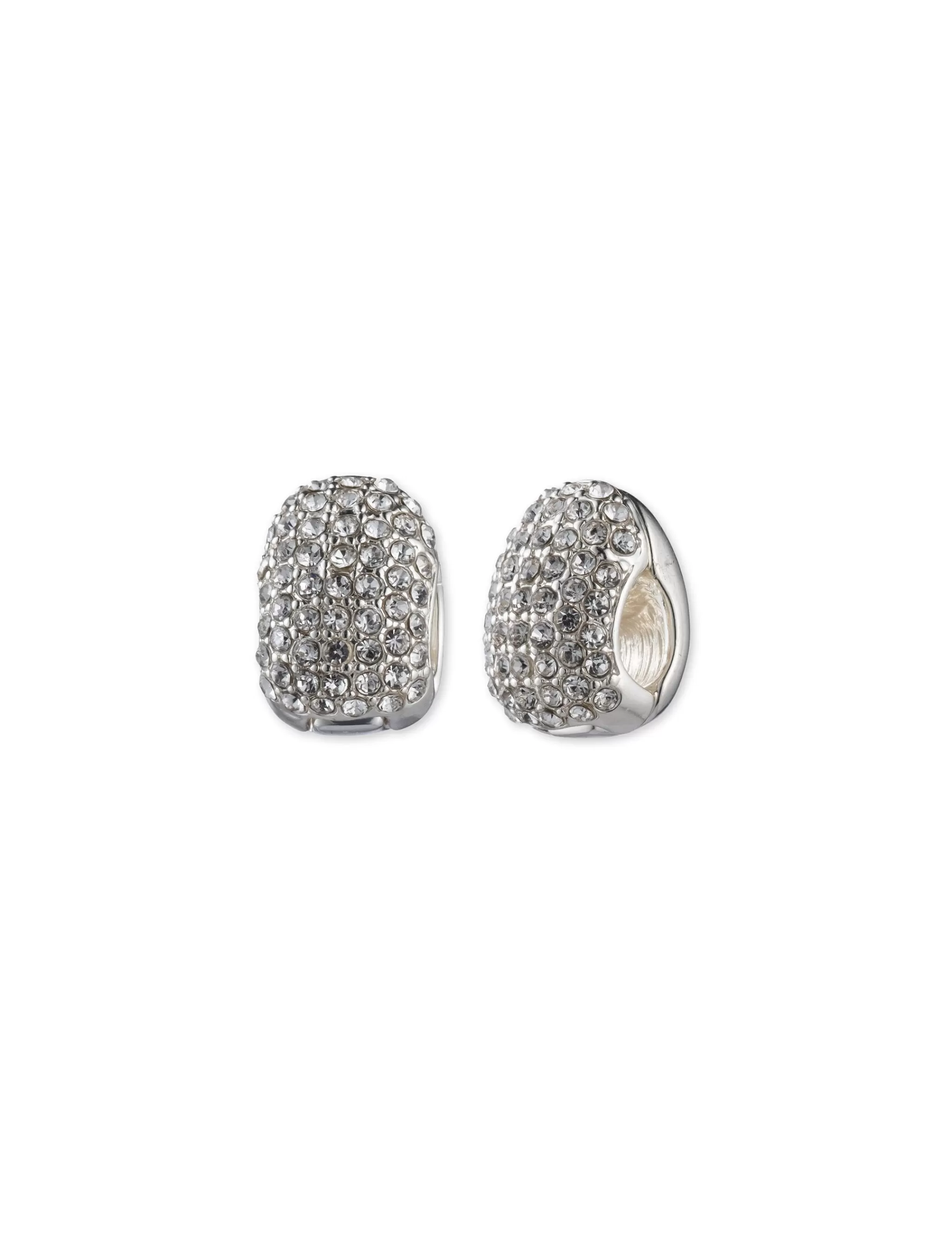Shop Anne Klein Crystal Halo Silver-Tone Clip Earrings