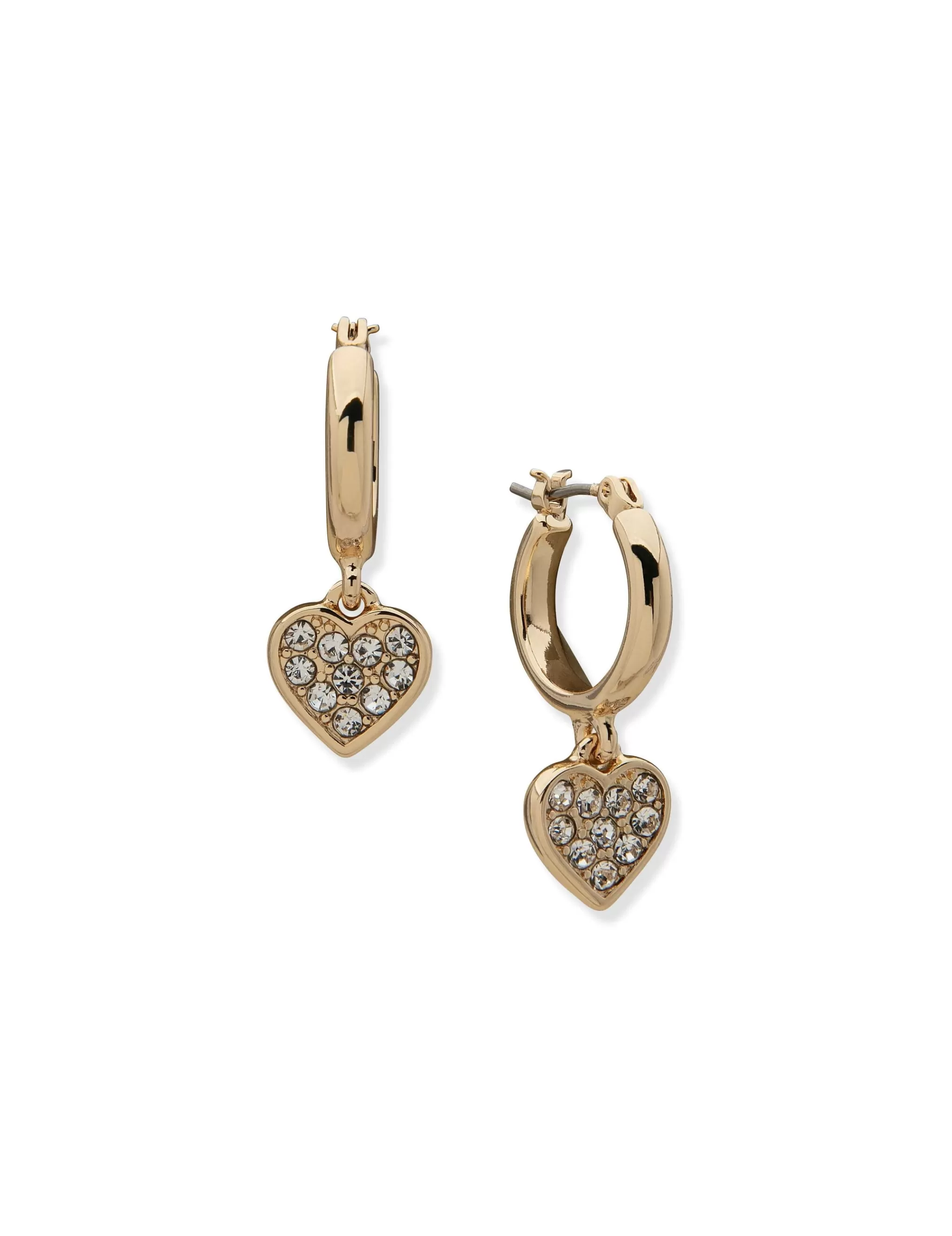 Discount Anne Klein Crystal Heart Charm Hoop Earrings