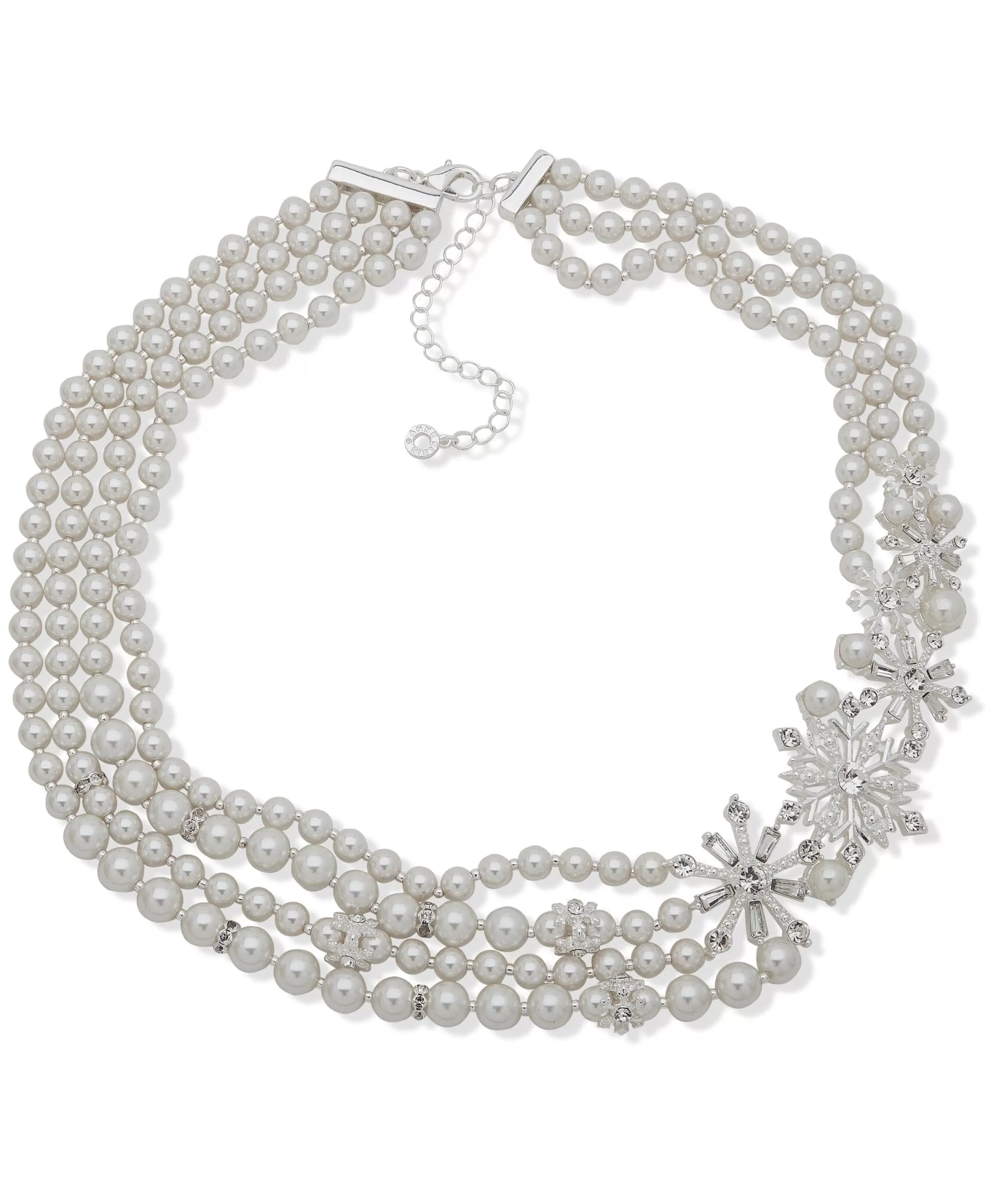 Shop Anne Klein Crystal Snowflake And Faux Pearl Multirow Statement Necklace