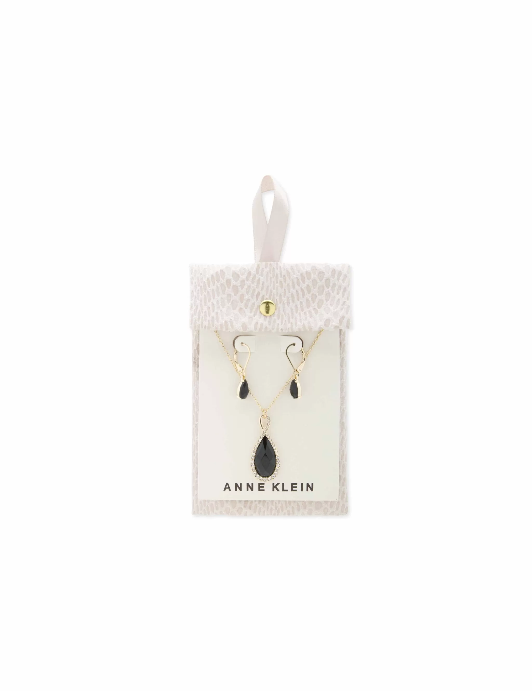Sale Anne Klein Crystal Tear Drop Pendant & Earring Pouch Set