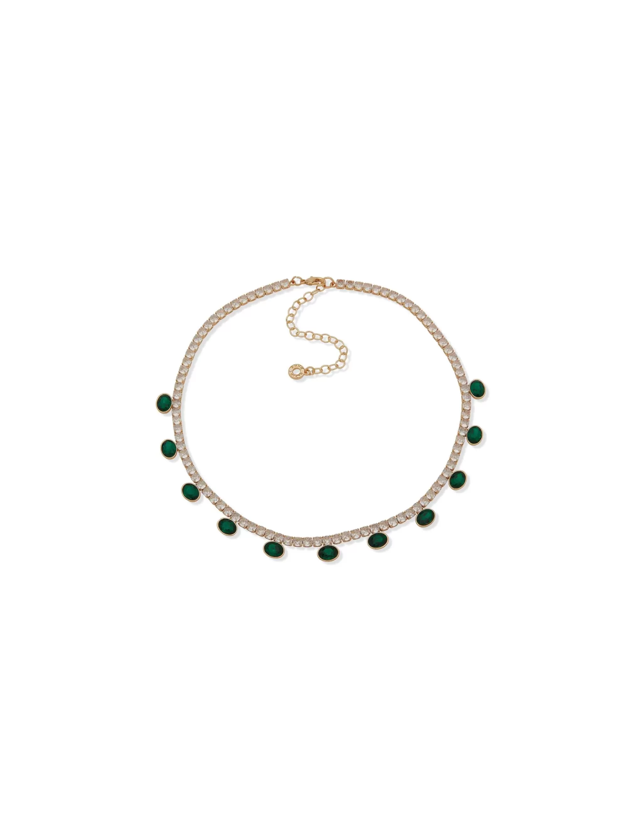 Shop Anne Klein Cup Chain Necklace With Emerald Stones