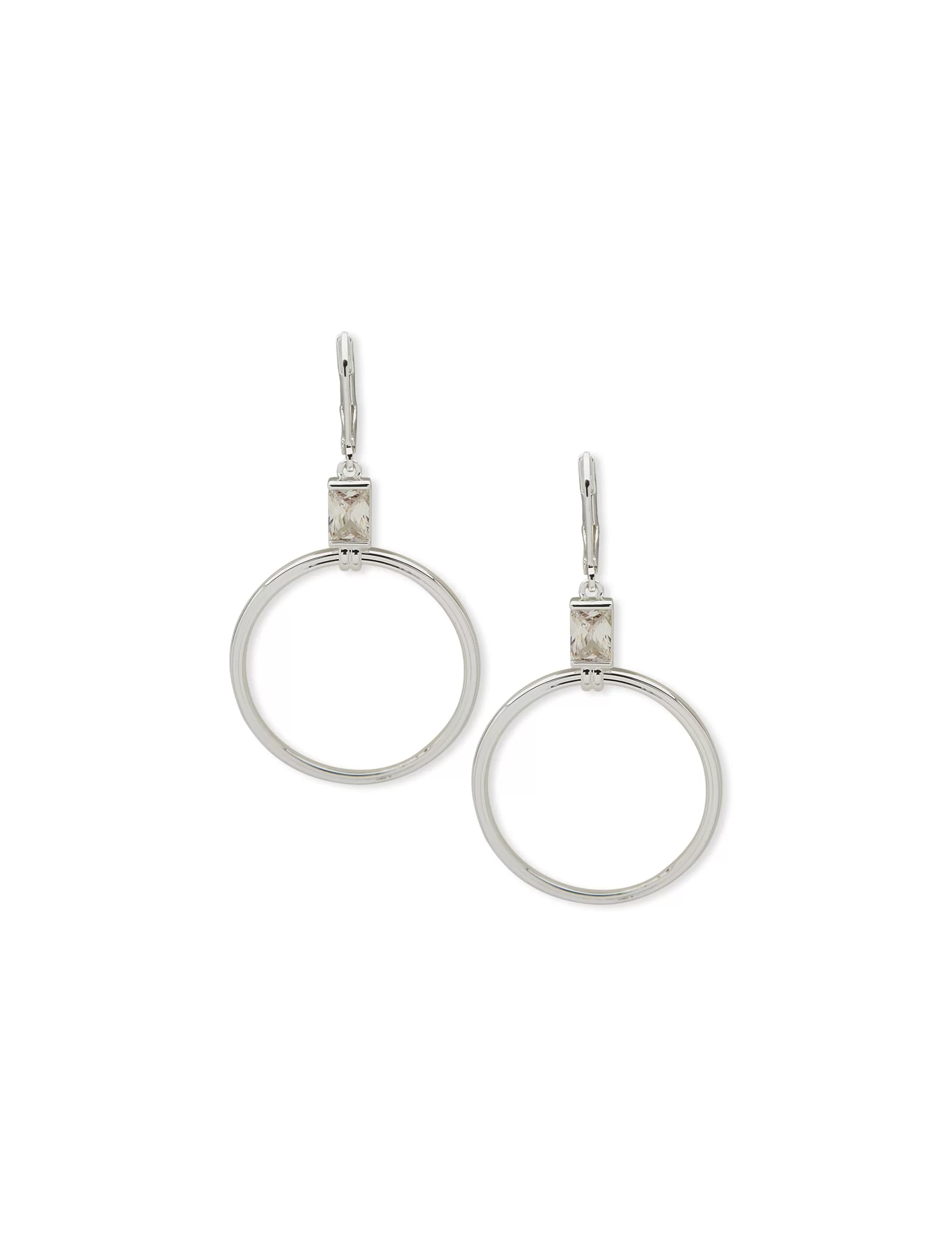 Flash Sale Anne Klein CZ Ribbed Circle Drop Earrings