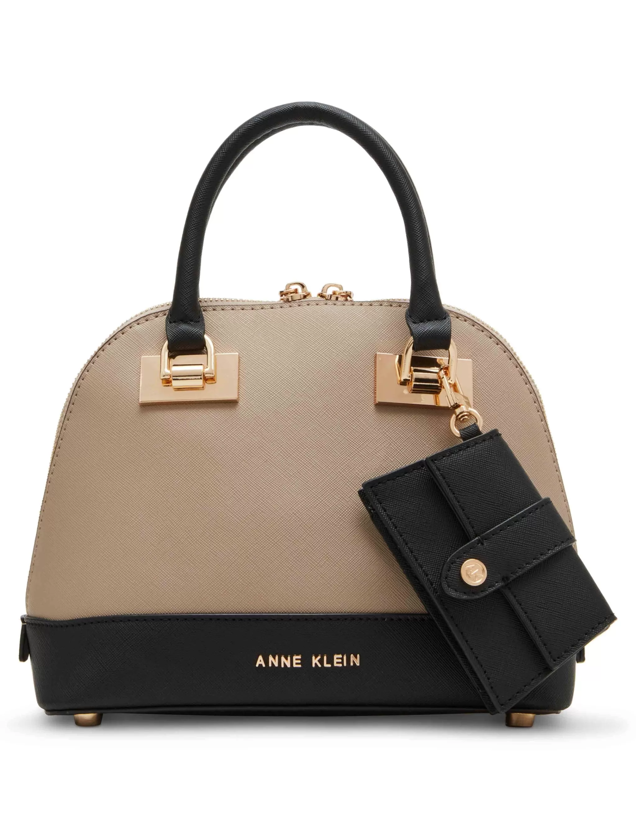 Best Sale Anne Klein Dome Satchel With Convertible Strap Timeless Taupe/Black