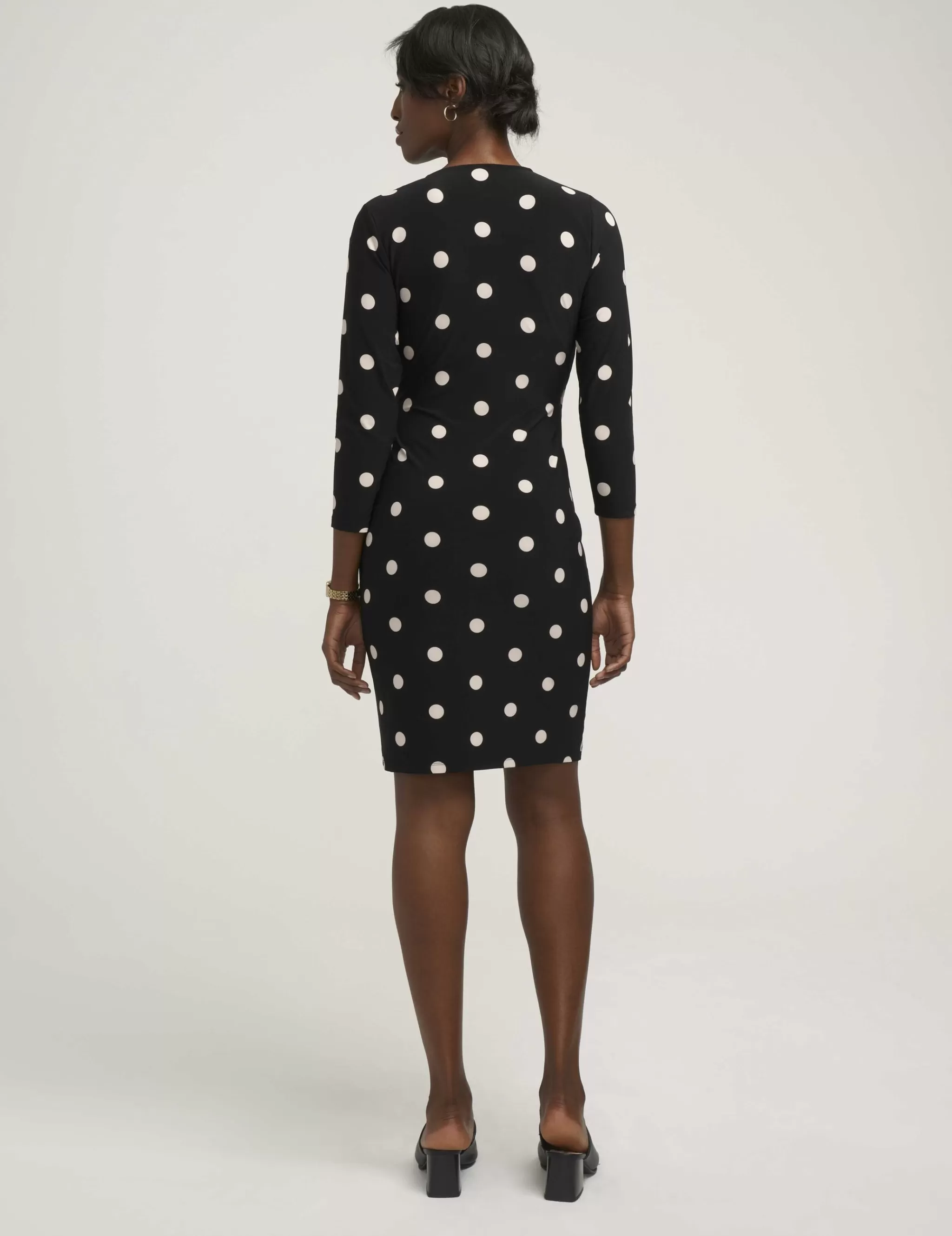 Fashion Anne Klein Dot Print Faux Wrap Dress Anne Black/Anne White