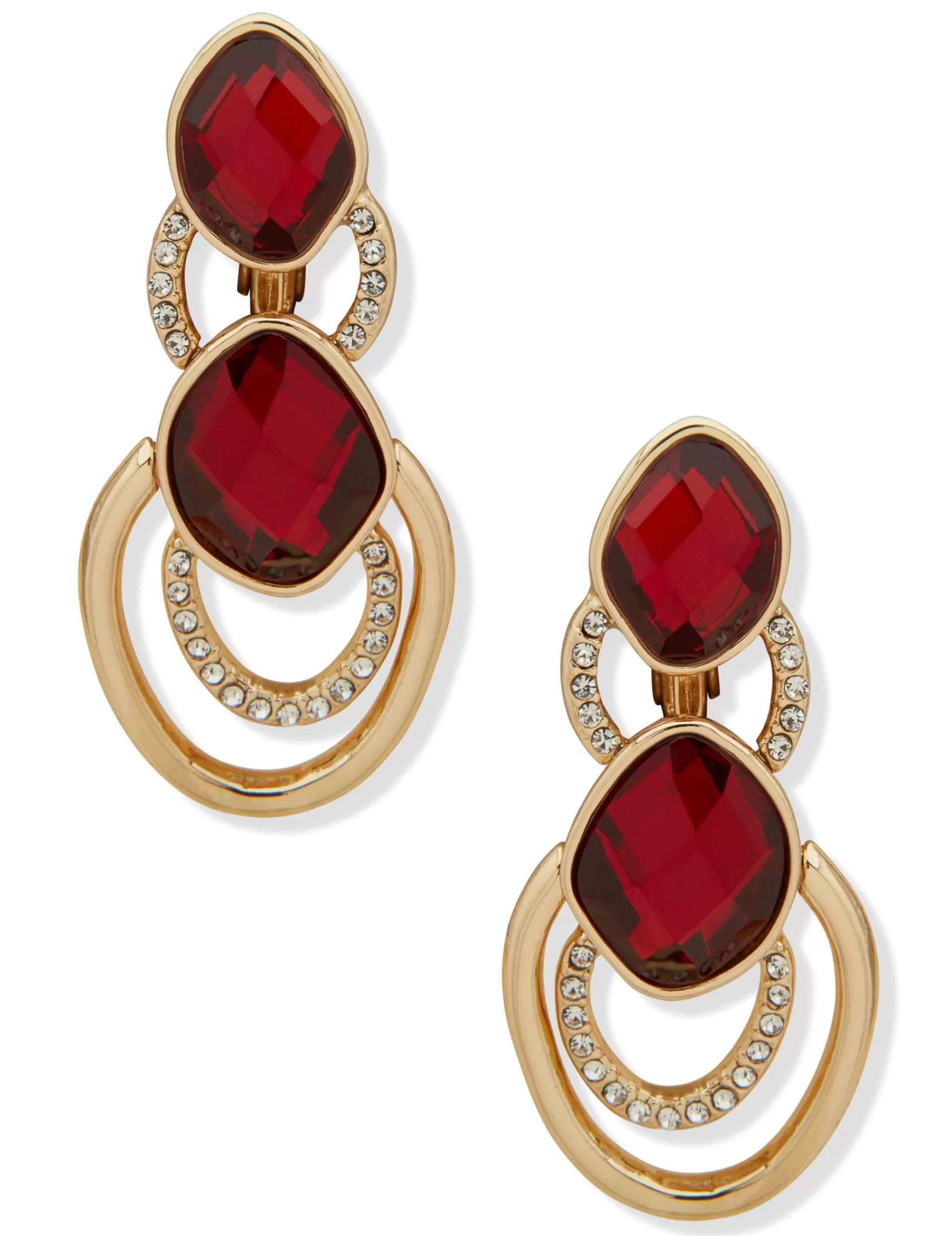 Clearance Anne Klein Double Drop Bezel Set Station Earring