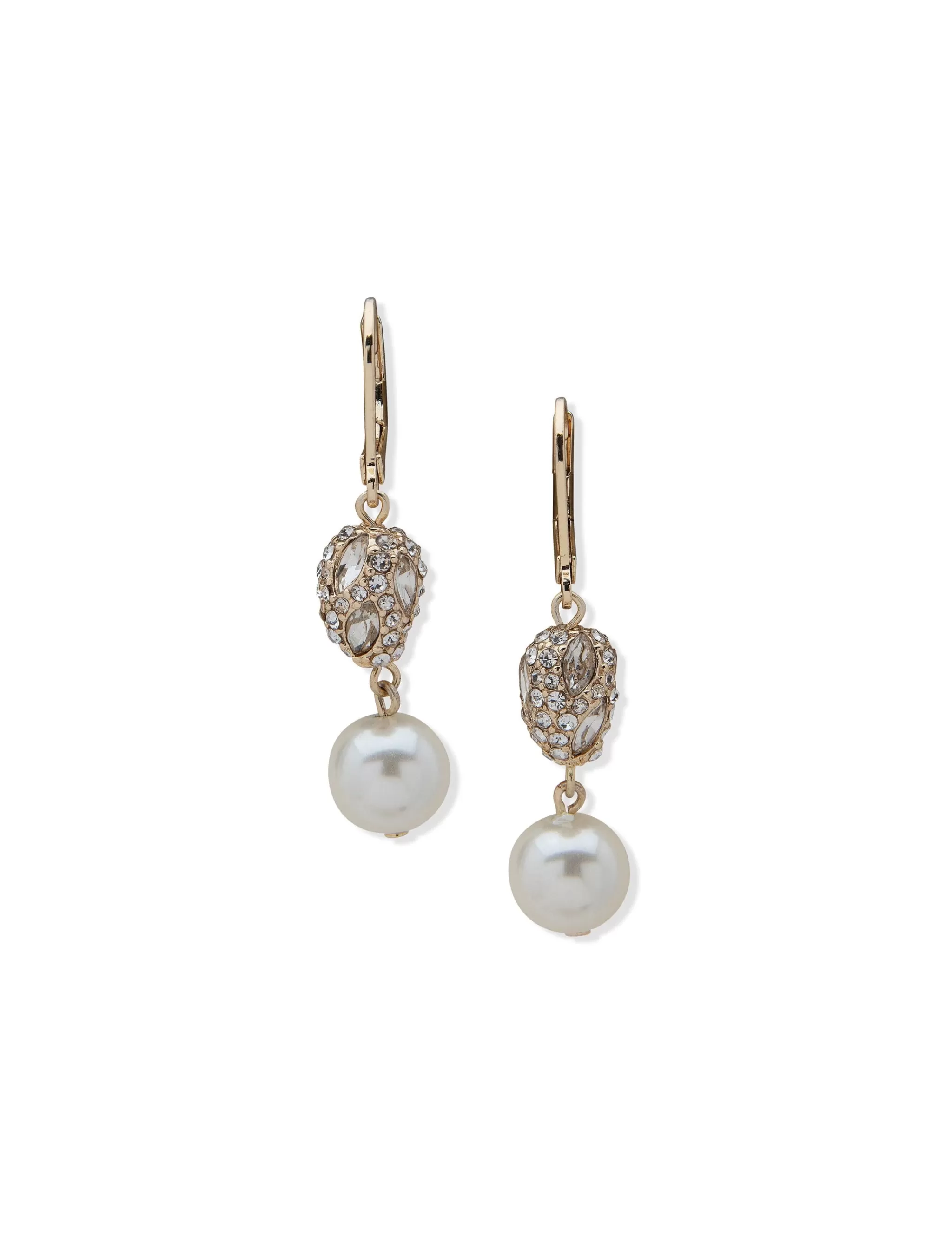 Outlet Anne Klein Double Drop Crystal Faux Pearl Nugget Earrings